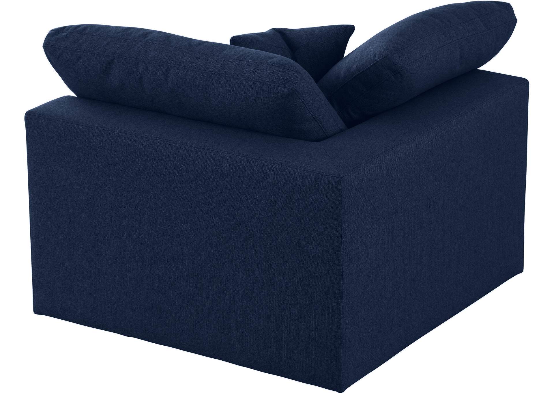 Serene Navy Linen Fabric Deluxe Cloud Corner Chair,Meridian Furniture