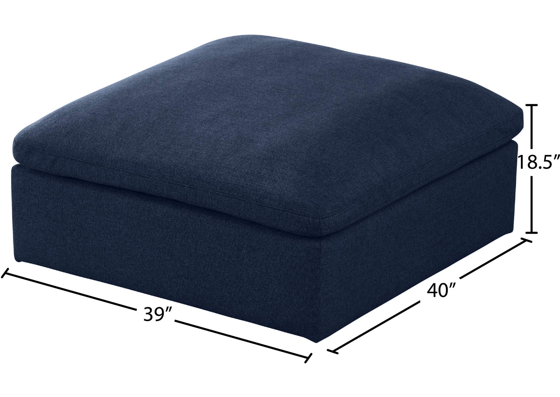 Serene Navy Linen Textured Fabric Deluxe Comfort Modular Ottoman,Meridian Furniture