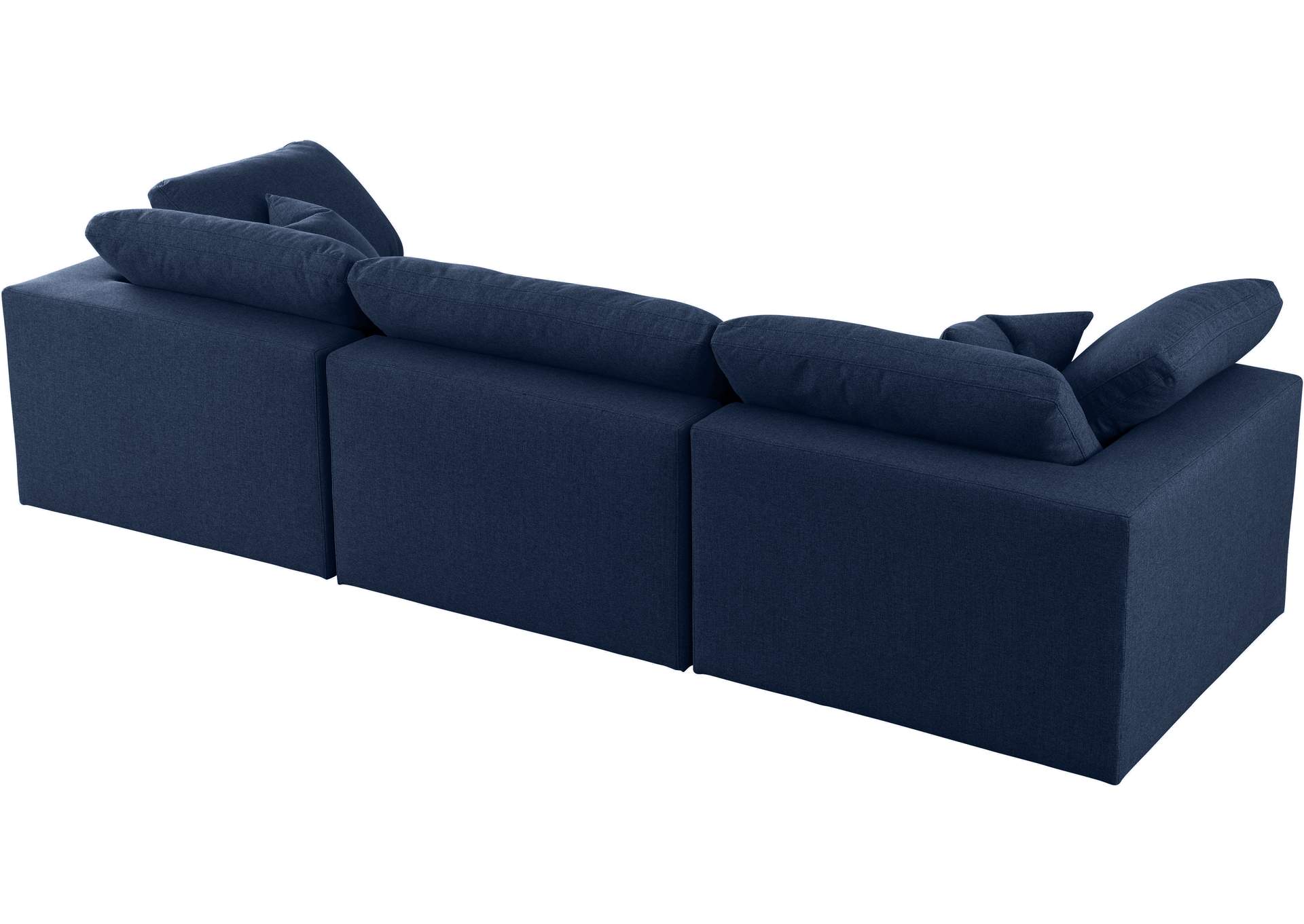 Serene Navy Linen Textured Fabric Deluxe Comfort Modular Sofa,Meridian Furniture