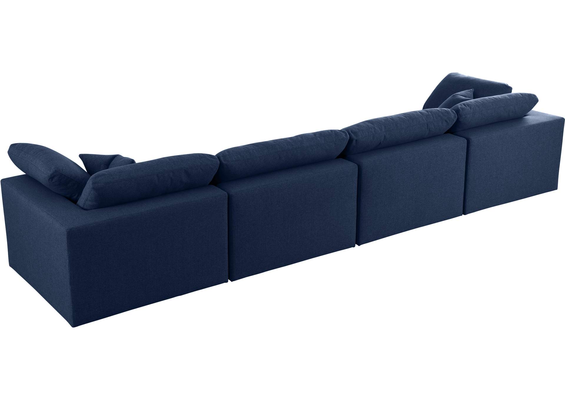 Serene Navy Linen Textured Fabric Deluxe Comfort Modular Sofa,Meridian Furniture