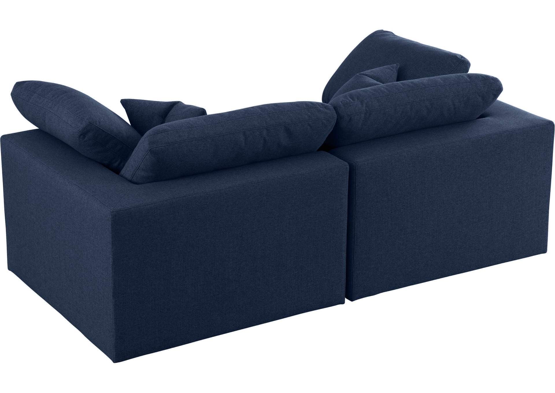 Serene Navy Linen Textured Fabric Deluxe Comfort Modular Sofa,Meridian Furniture