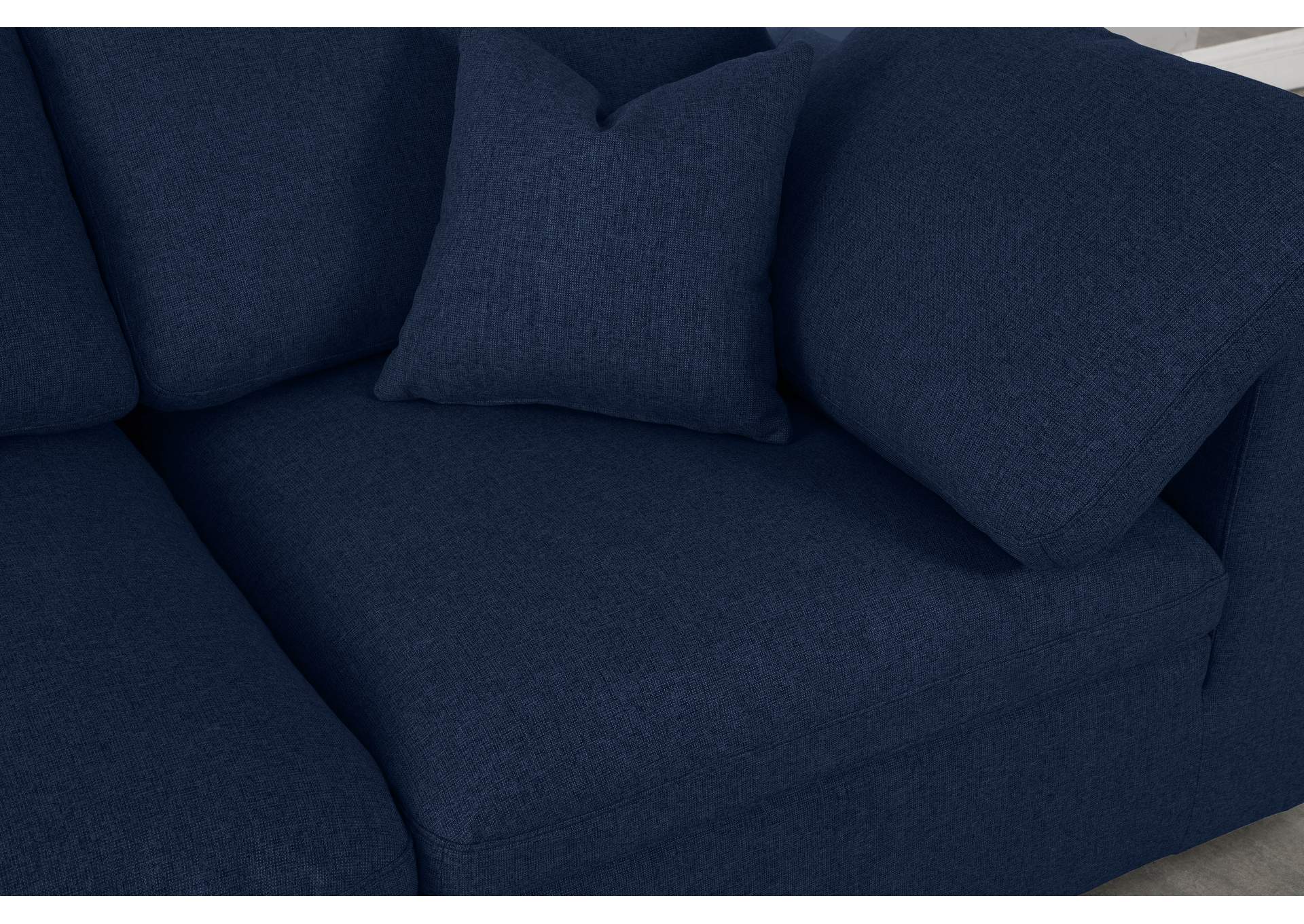 Serene Navy Linen Textured Fabric Deluxe Comfort Modular Sofa,Meridian Furniture