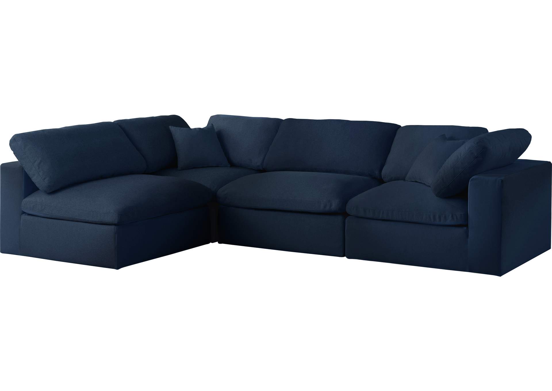 Serene Navy Linen Textured Fabric Deluxe Comfort Modular Sectional,Meridian Furniture