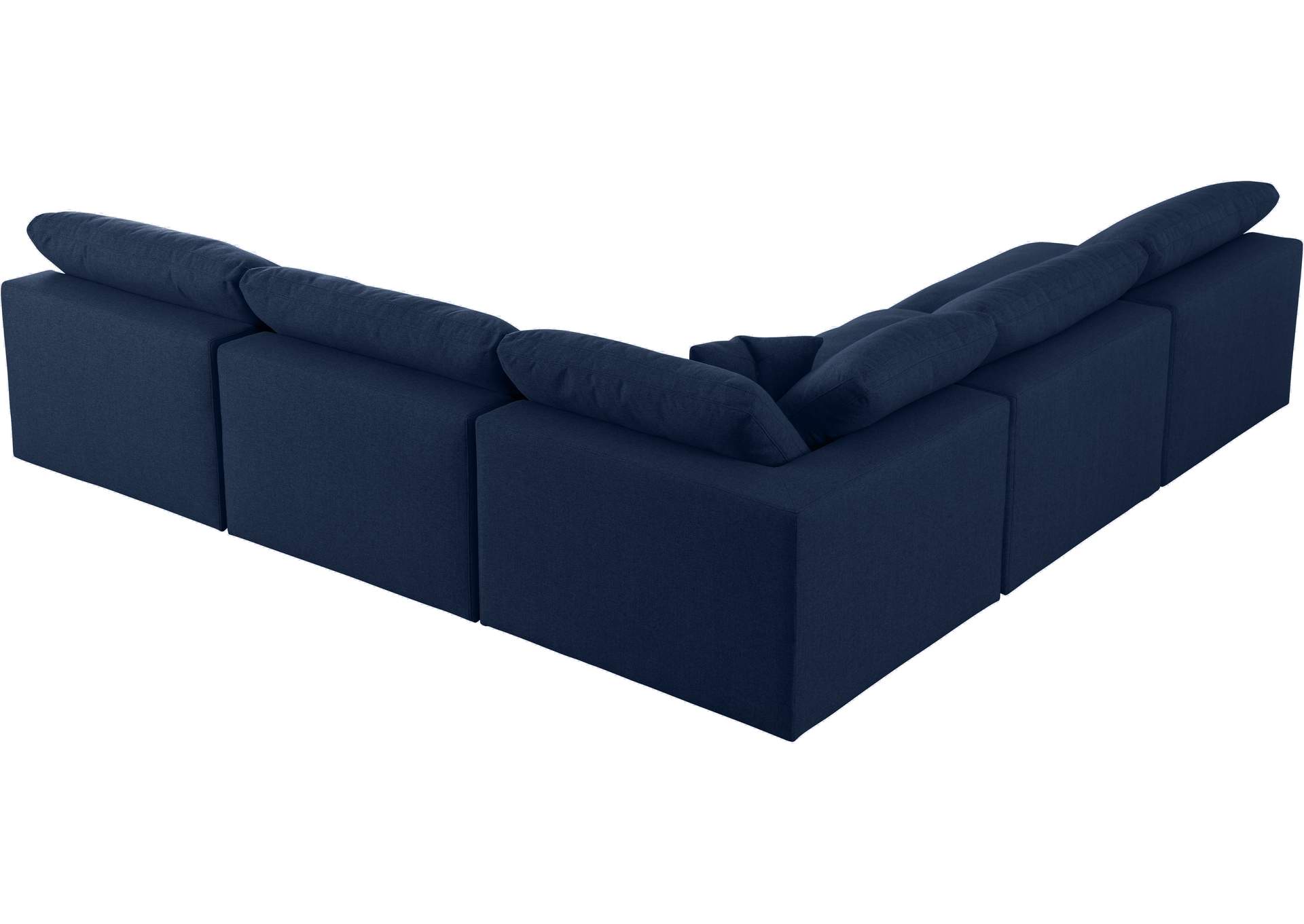 Serene Navy Linen Textured Fabric Deluxe Comfort Modular Sectional,Meridian Furniture