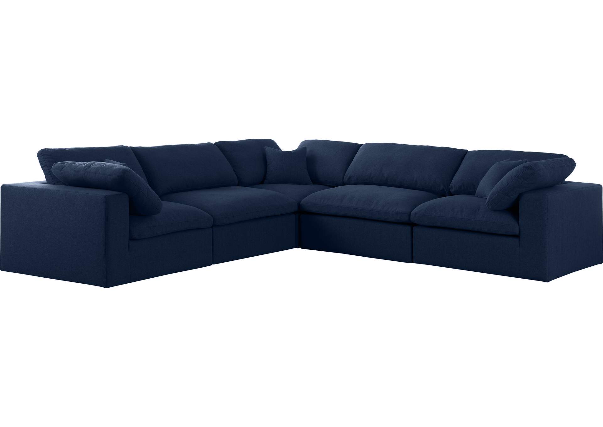 Serene Navy Linen Textured Fabric Deluxe Comfort Modular Sectional,Meridian Furniture