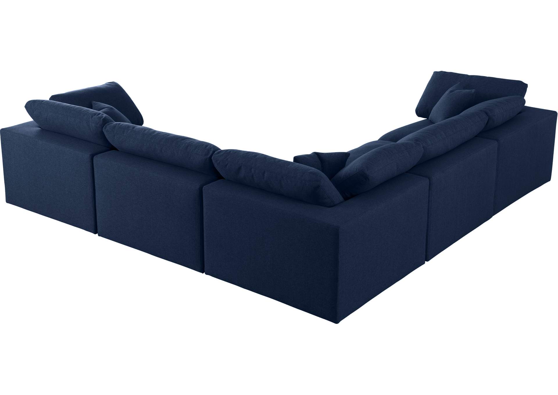 Serene Navy Linen Textured Fabric Deluxe Comfort Modular Sectional,Meridian Furniture