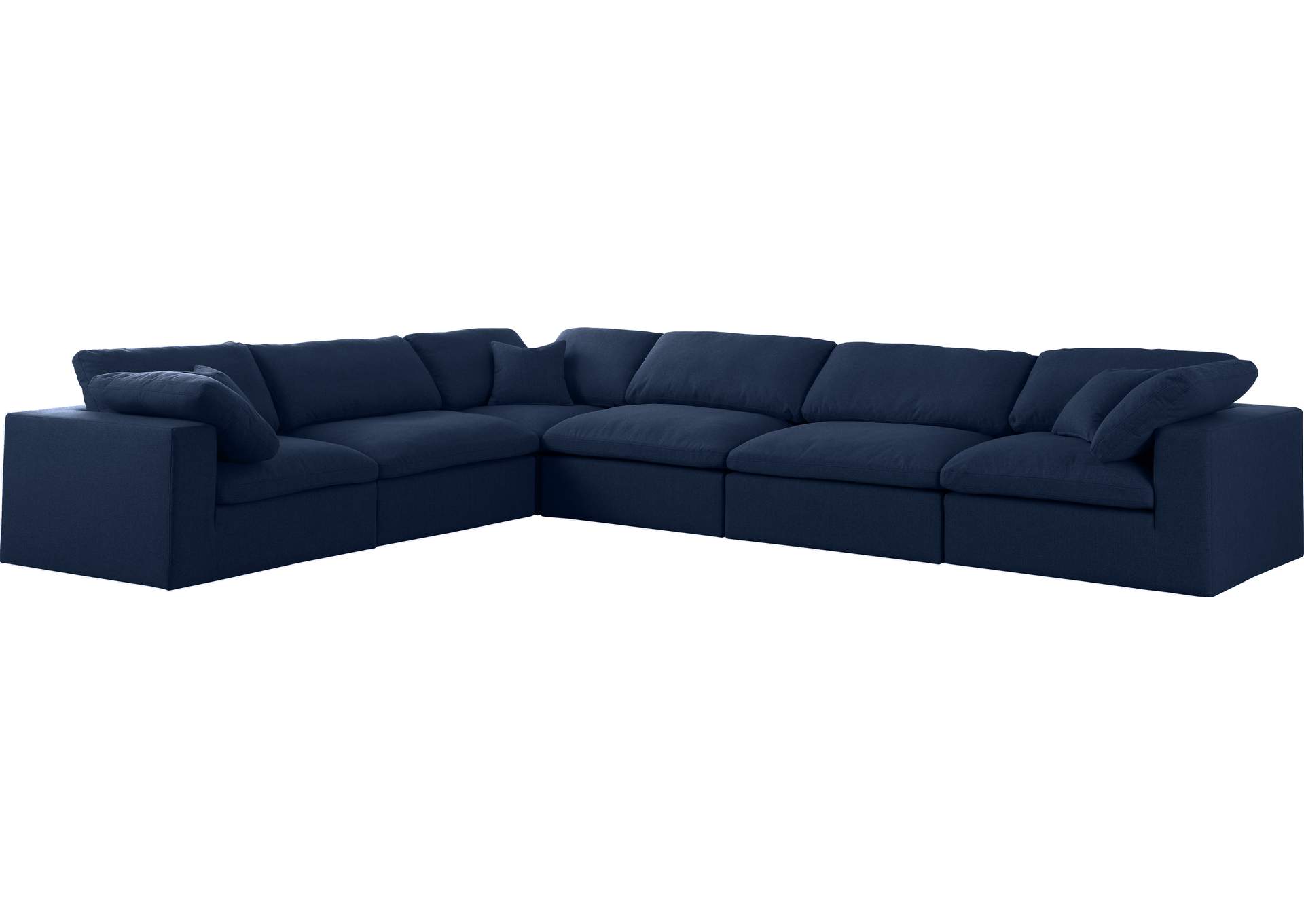 Serene Navy Linen Textured Fabric Deluxe Comfort Modular Sectional,Meridian Furniture