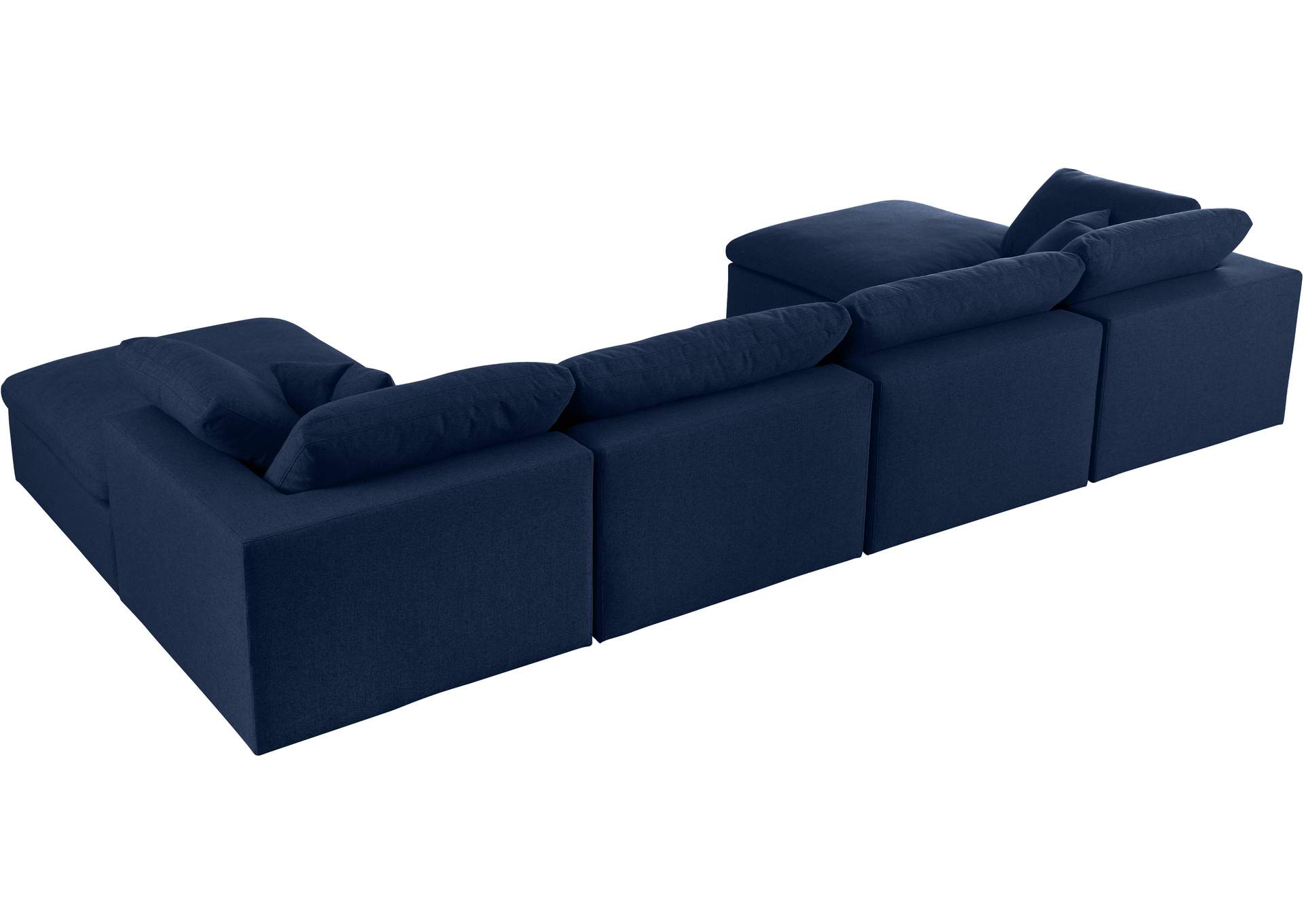 Serene Navy Linen Textured Fabric Deluxe Comfort Modular Sectional,Meridian Furniture