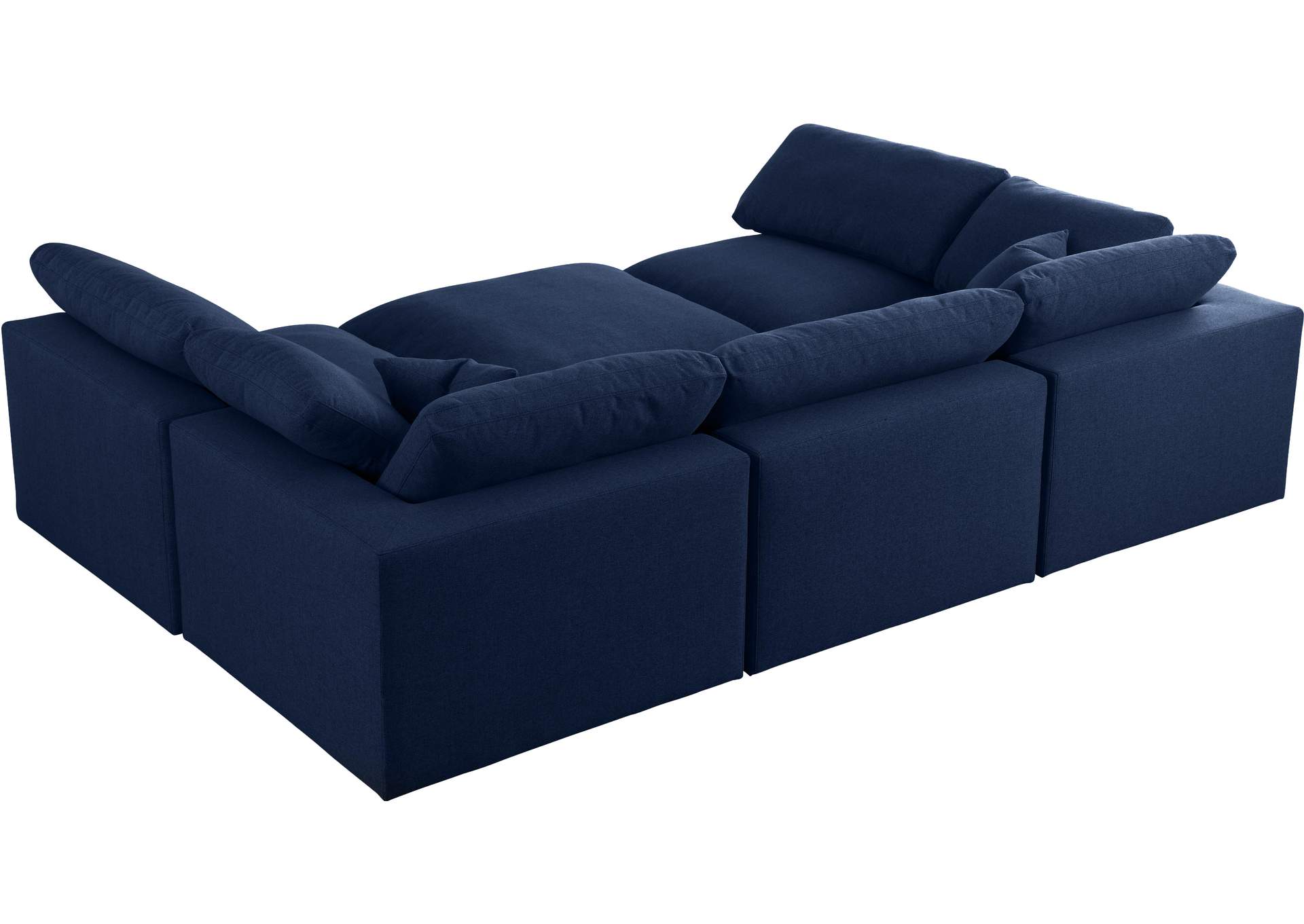 Serene Navy Linen Textured Fabric Deluxe Comfort Modular Sectional,Meridian Furniture