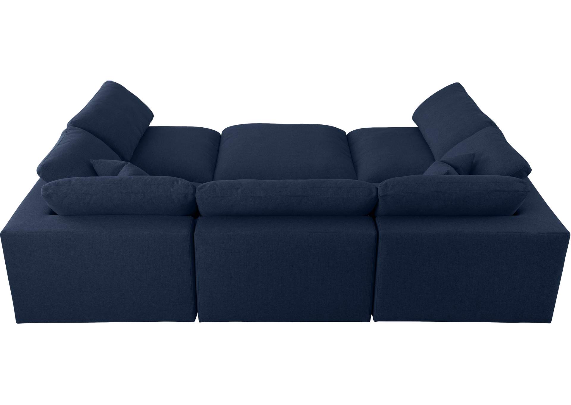 Serene Navy Linen Textured Fabric Deluxe Comfort Modular Sectional,Meridian Furniture