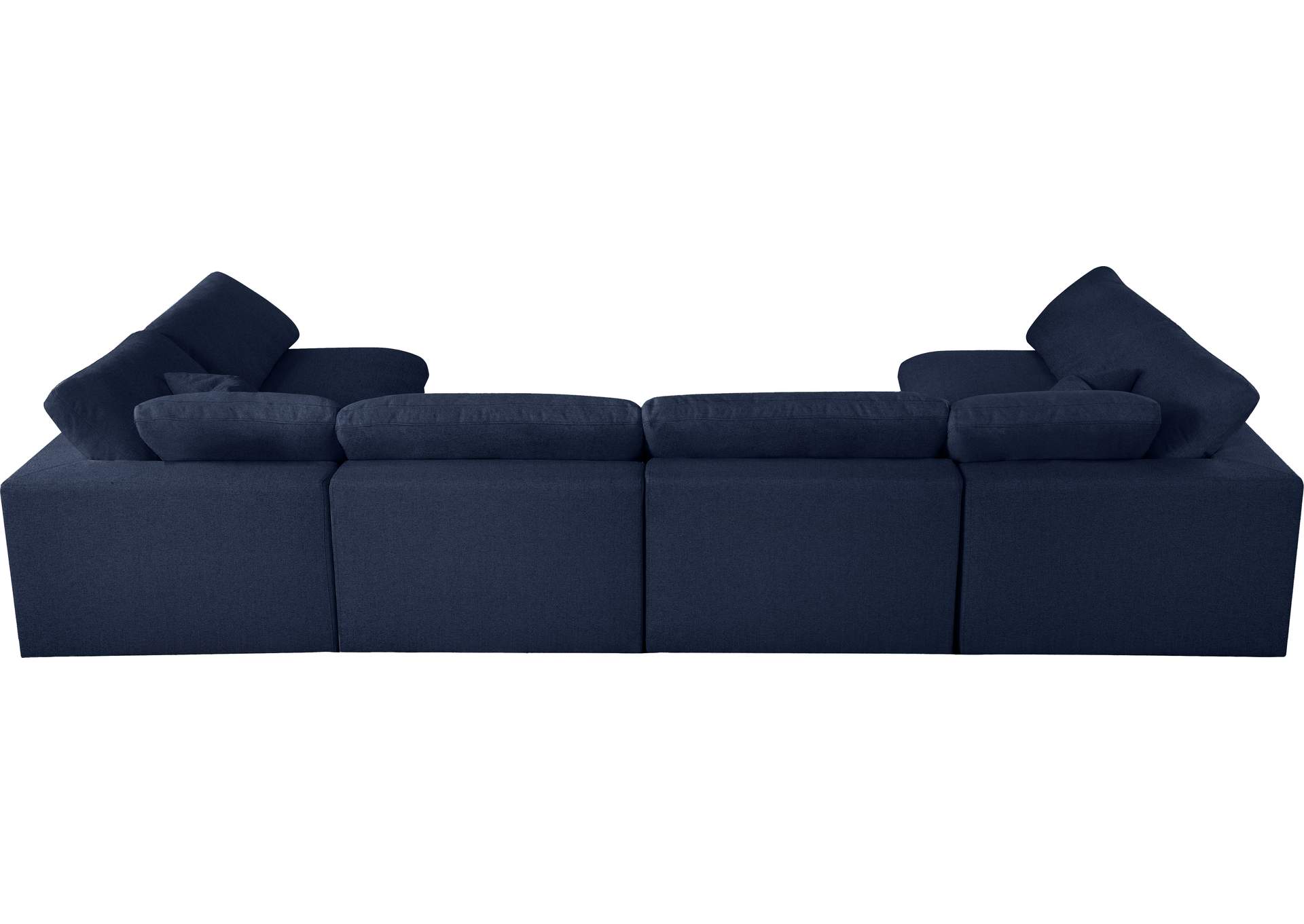 Serene Navy Linen Textured Fabric Deluxe Comfort Modular Sectional,Meridian Furniture