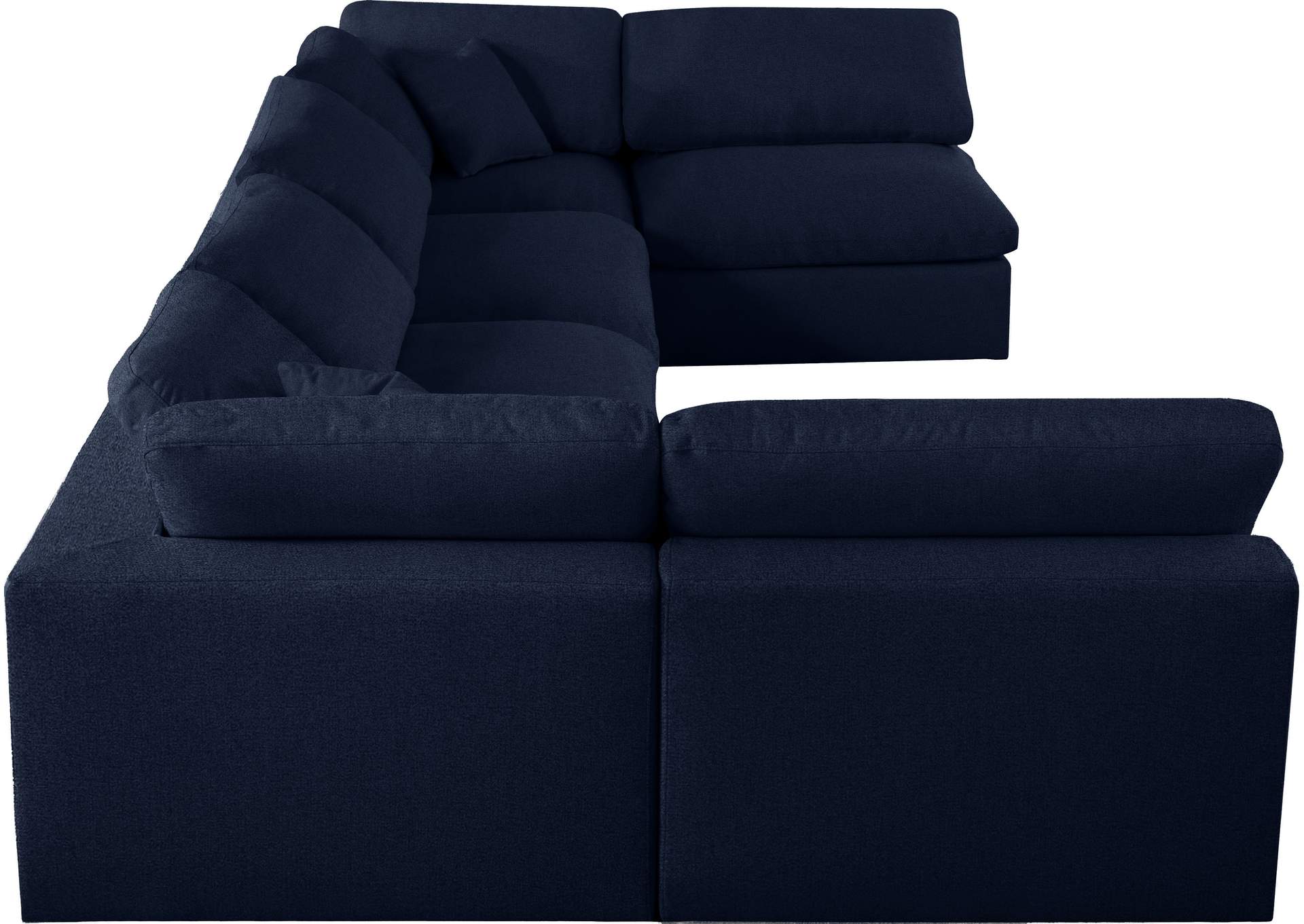 Serene Navy Linen Textured Fabric Deluxe Comfort Modular Sectional,Meridian Furniture