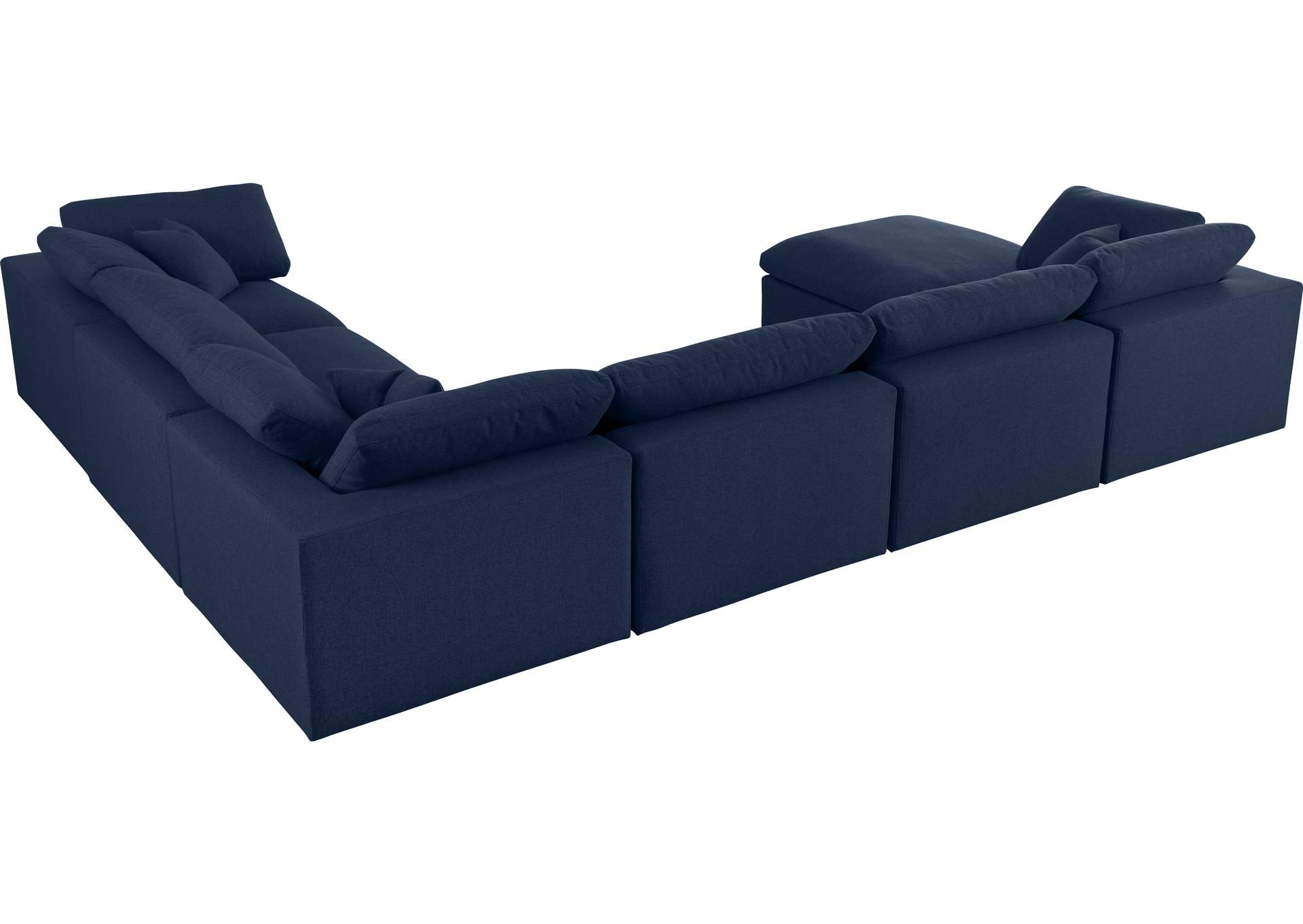 Serene Navy Linen Textured Fabric Deluxe Comfort Modular Sectional,Meridian Furniture