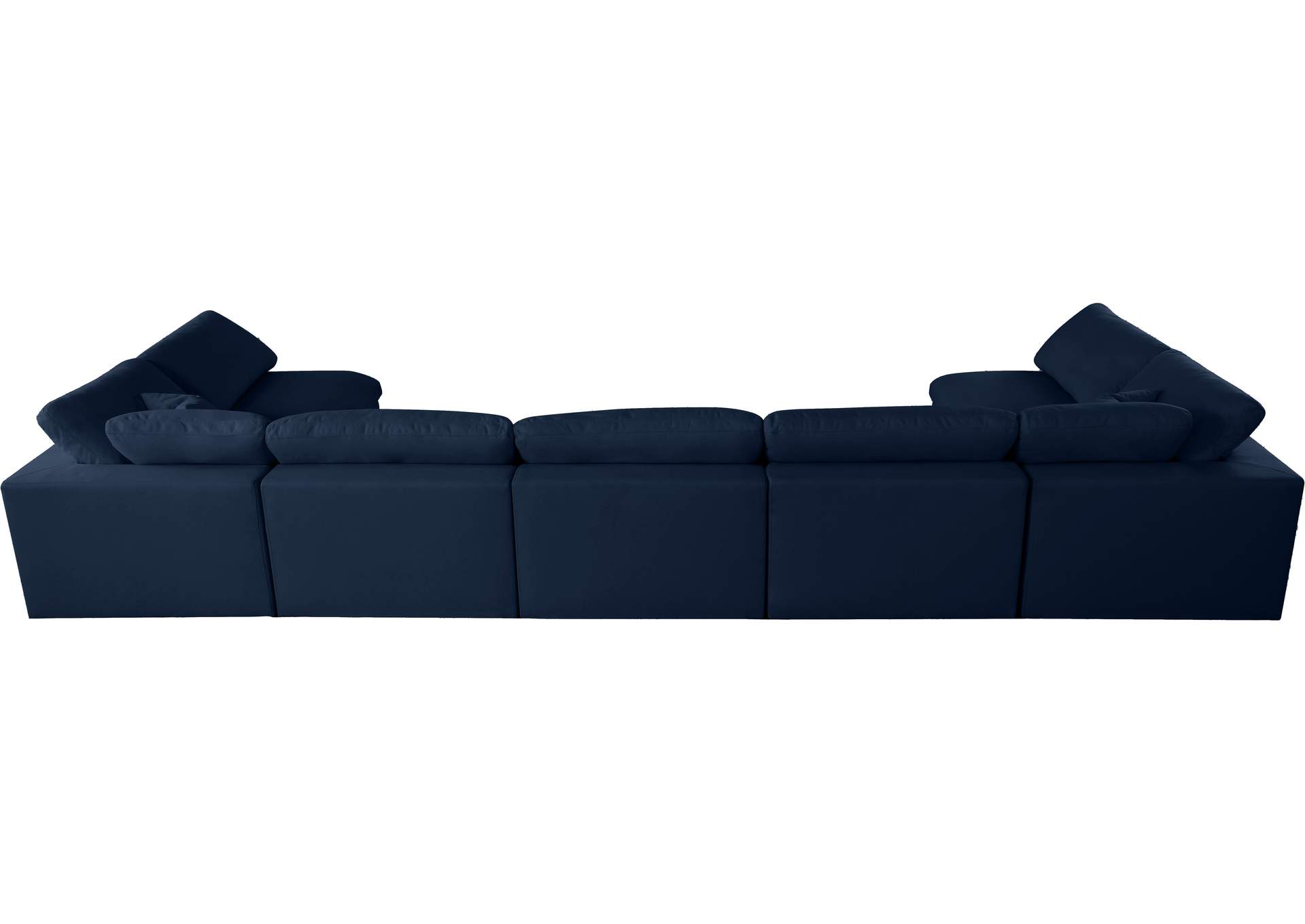 Serene Navy Linen Textured Fabric Deluxe Comfort Modular Sectional,Meridian Furniture