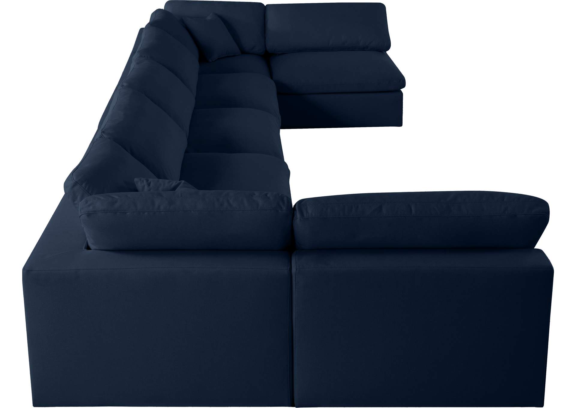 Serene Navy Linen Textured Fabric Deluxe Comfort Modular Sectional,Meridian Furniture