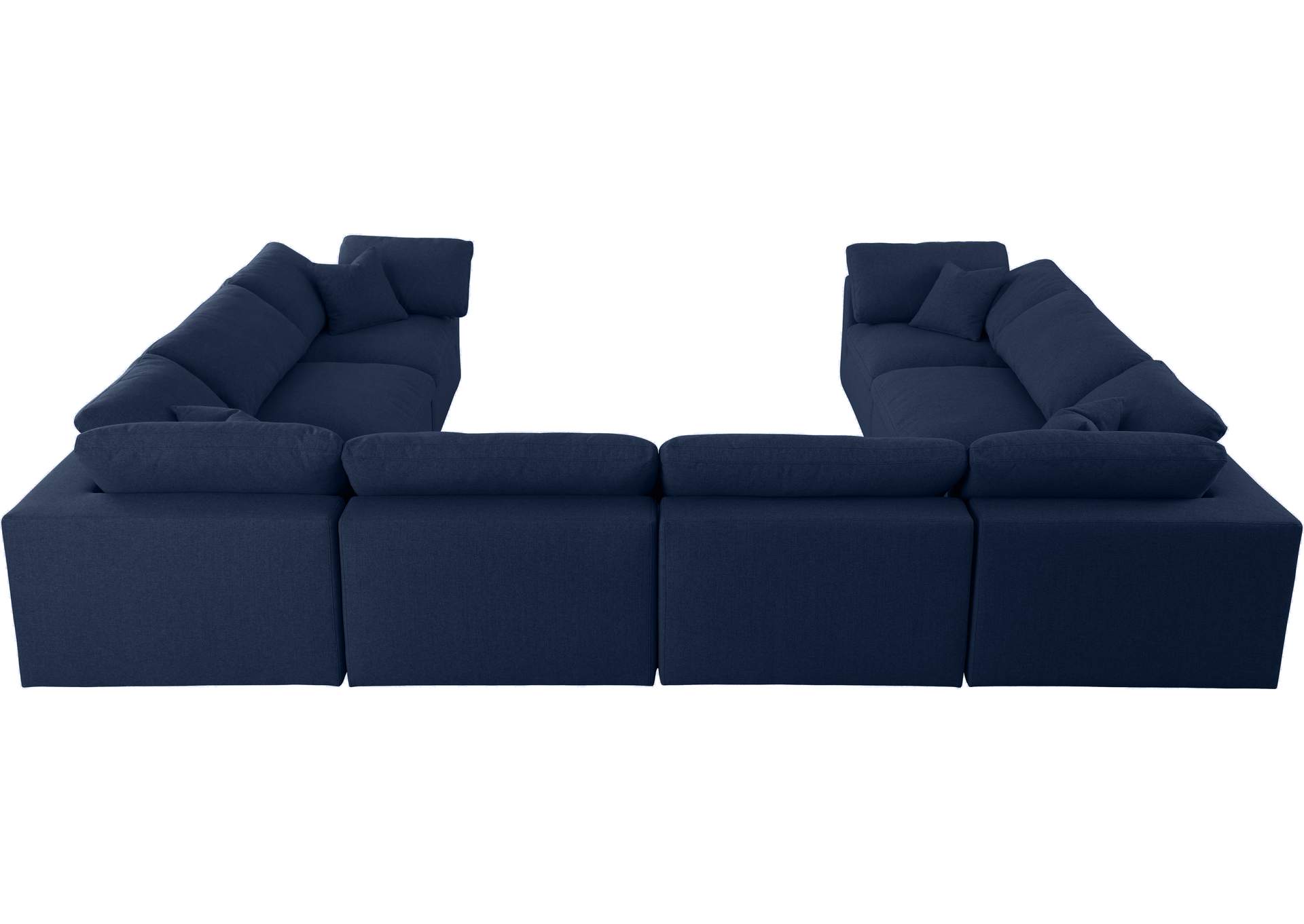 Serene Navy Linen Textured Fabric Deluxe Comfort Modular Sectional,Meridian Furniture