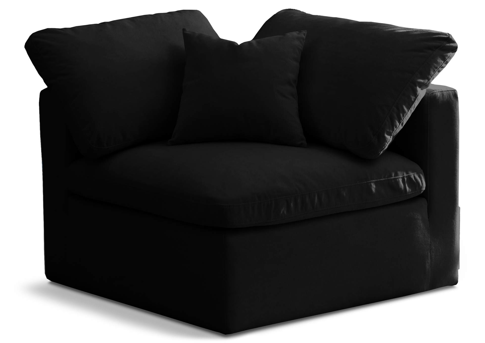 Plush Black Velvet Standard Cloud Modular Corner Chair,Meridian Furniture