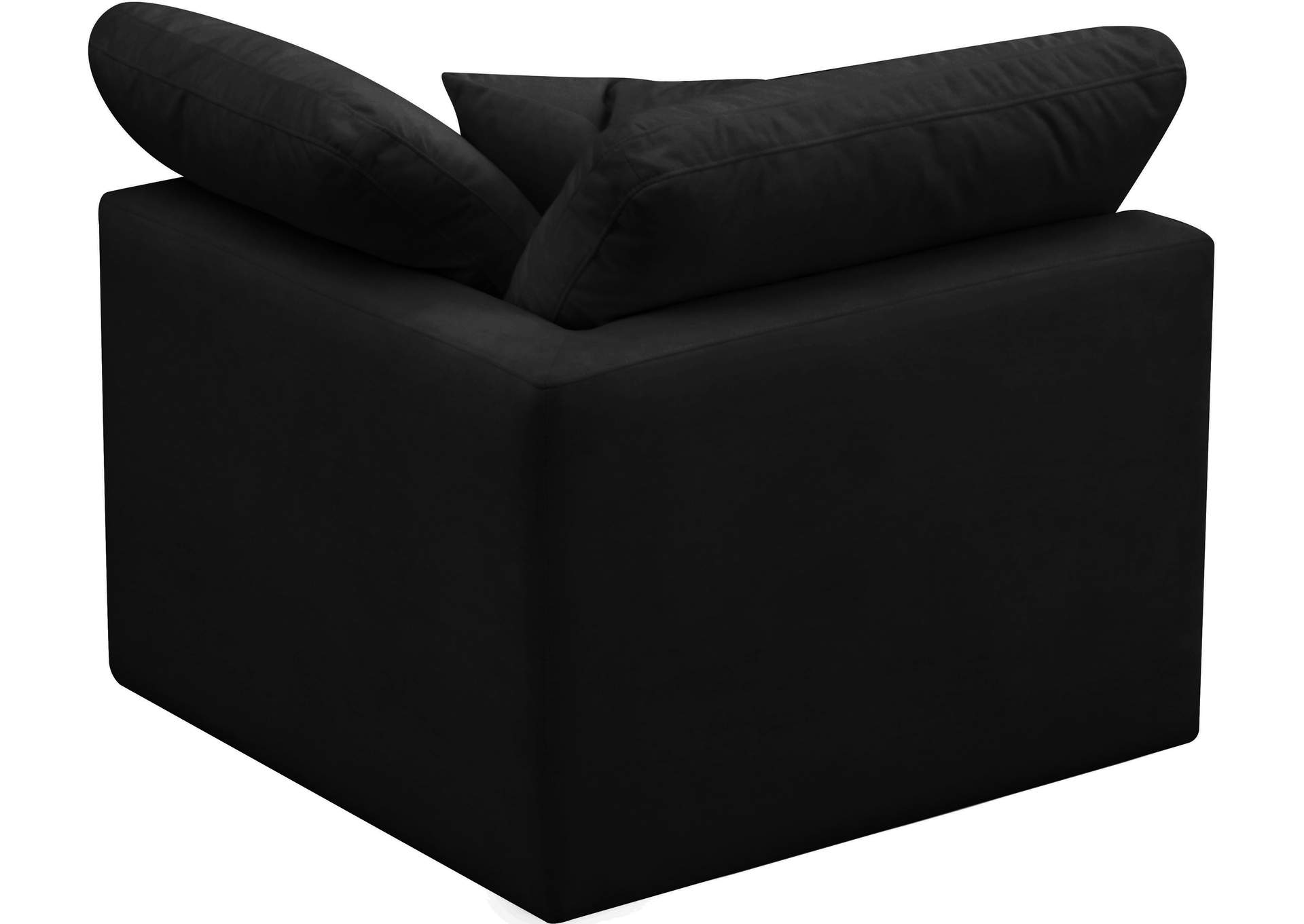 Plush Black Velvet Standard Cloud Modular Corner Chair,Meridian Furniture