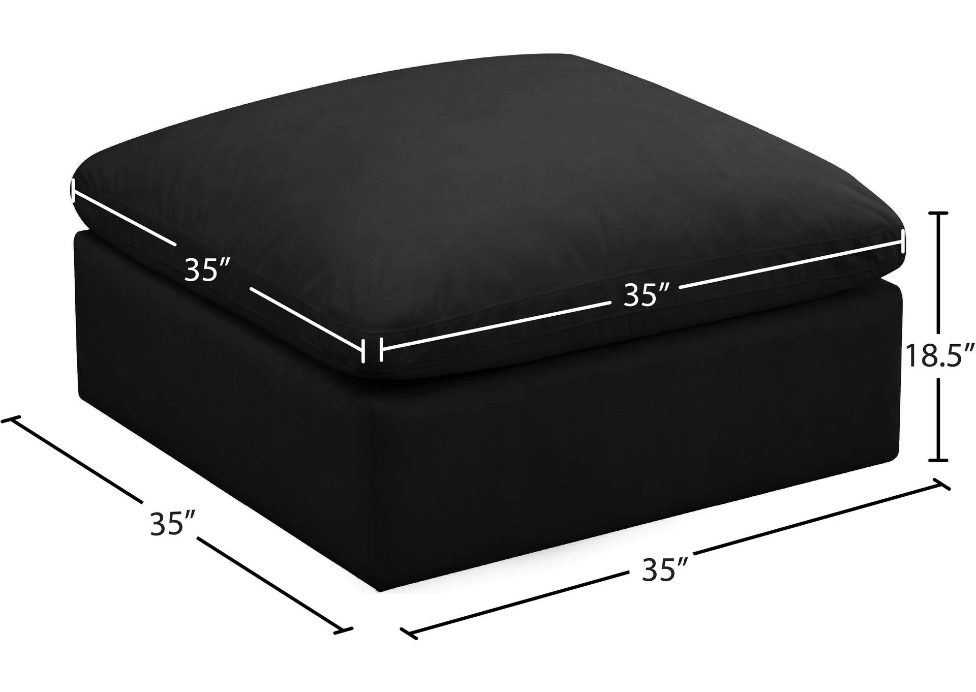 Plush Black Velvet Standard Comfort Modular Ottoman,Meridian Furniture