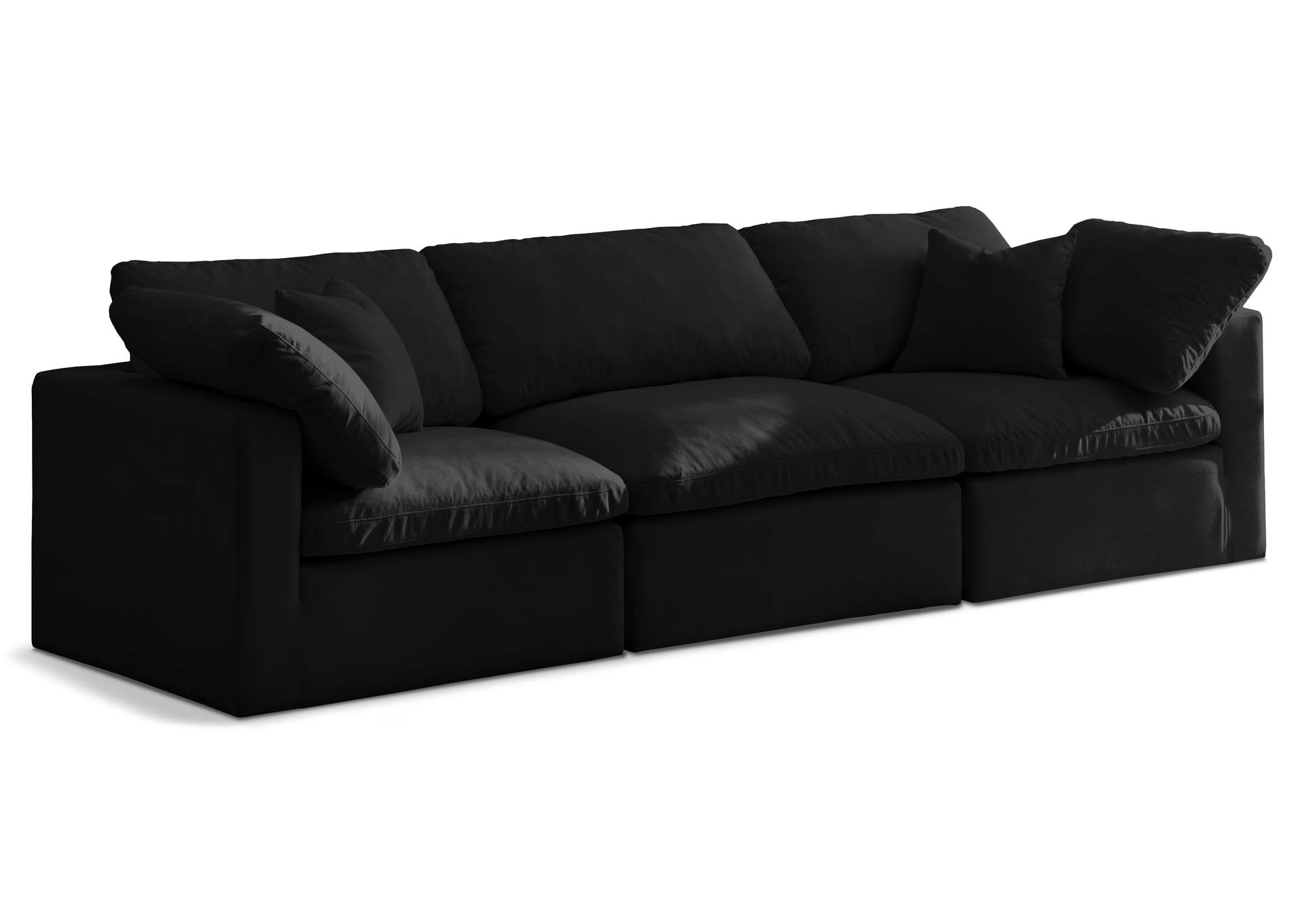 Plush Black Velvet Standard Comfort Modular Sofa,Meridian Furniture