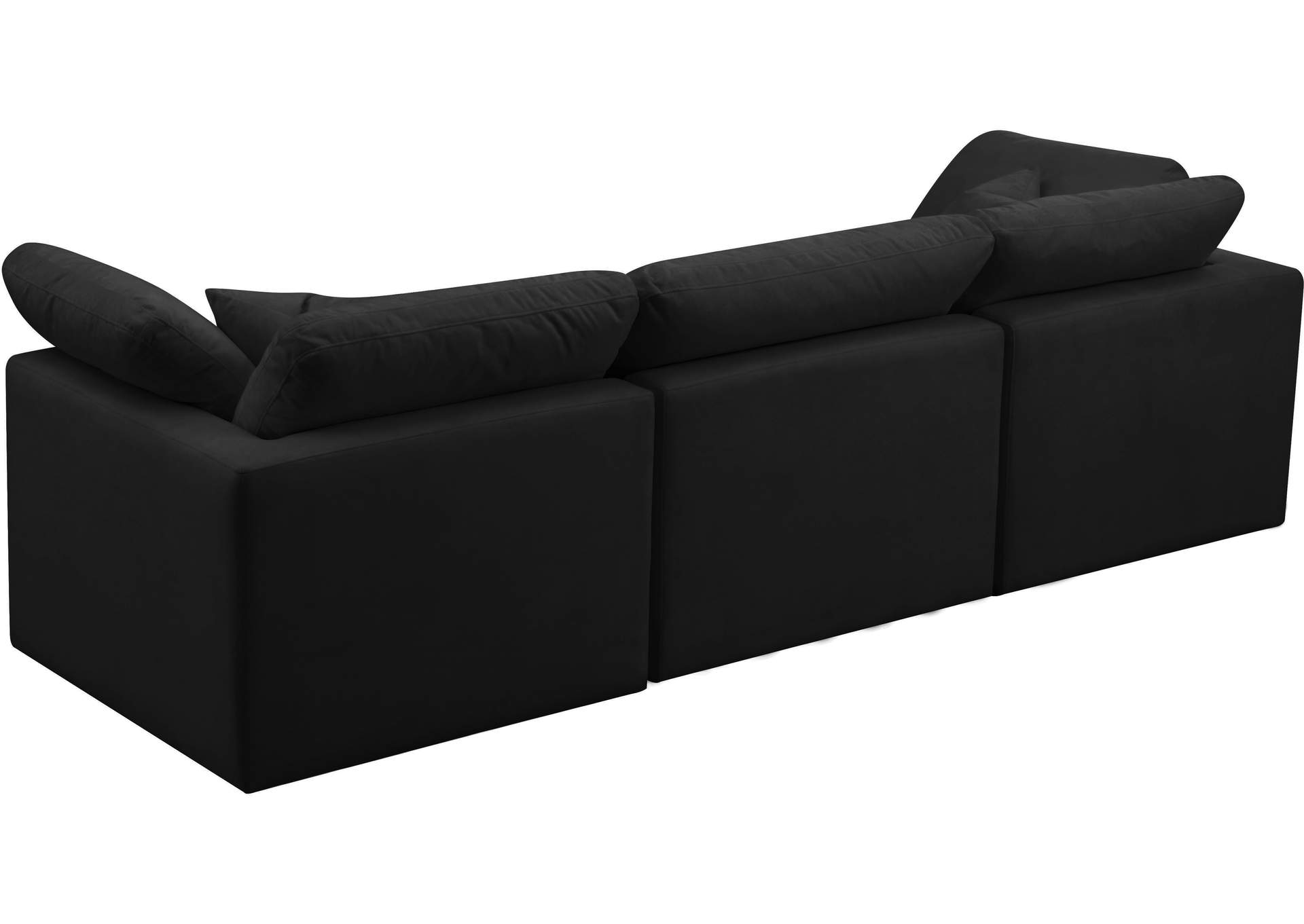 Plush Black Velvet Standard Comfort Modular Sofa,Meridian Furniture