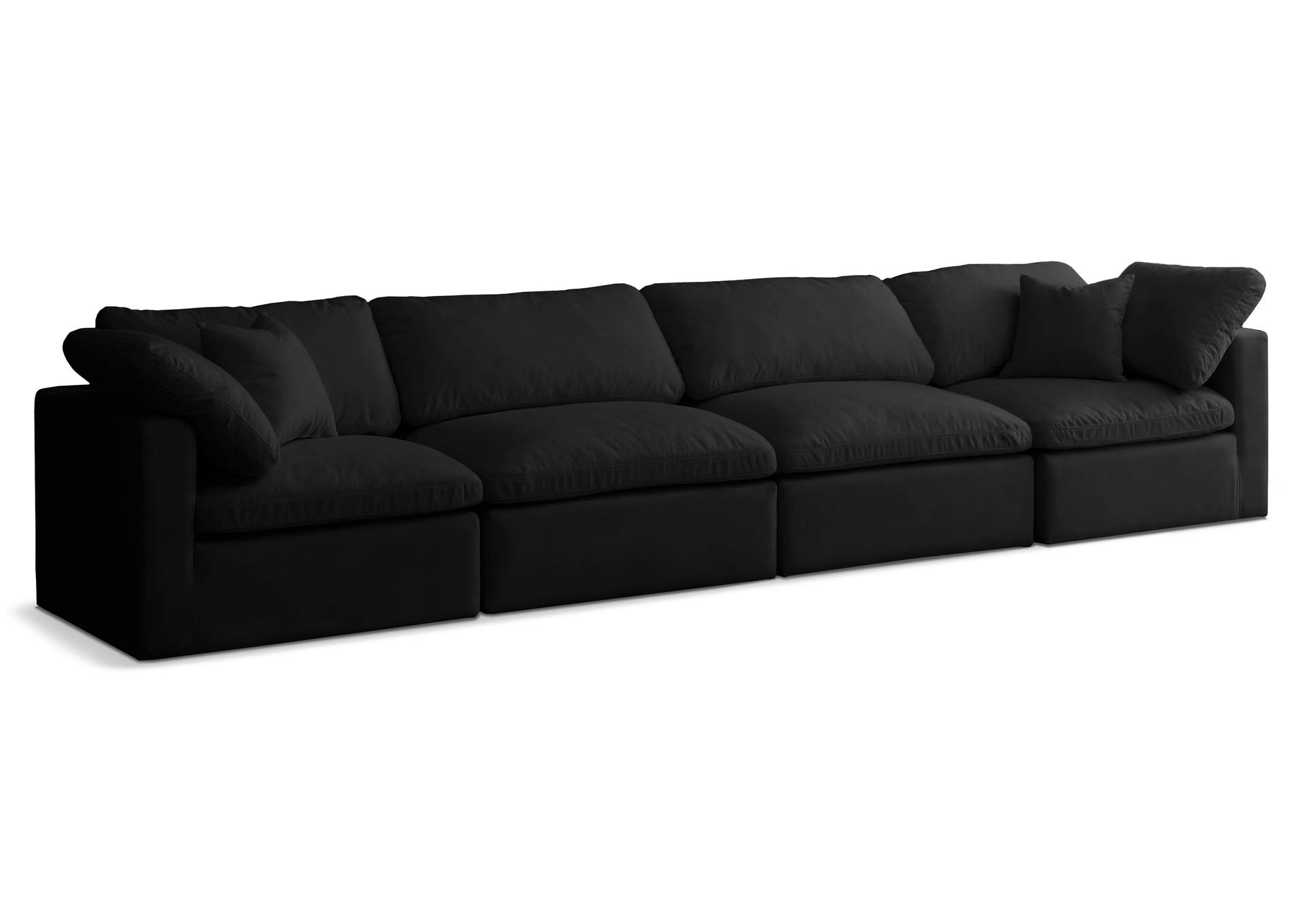 Plush Black Velvet Standard Comfort Modular Sofa,Meridian Furniture