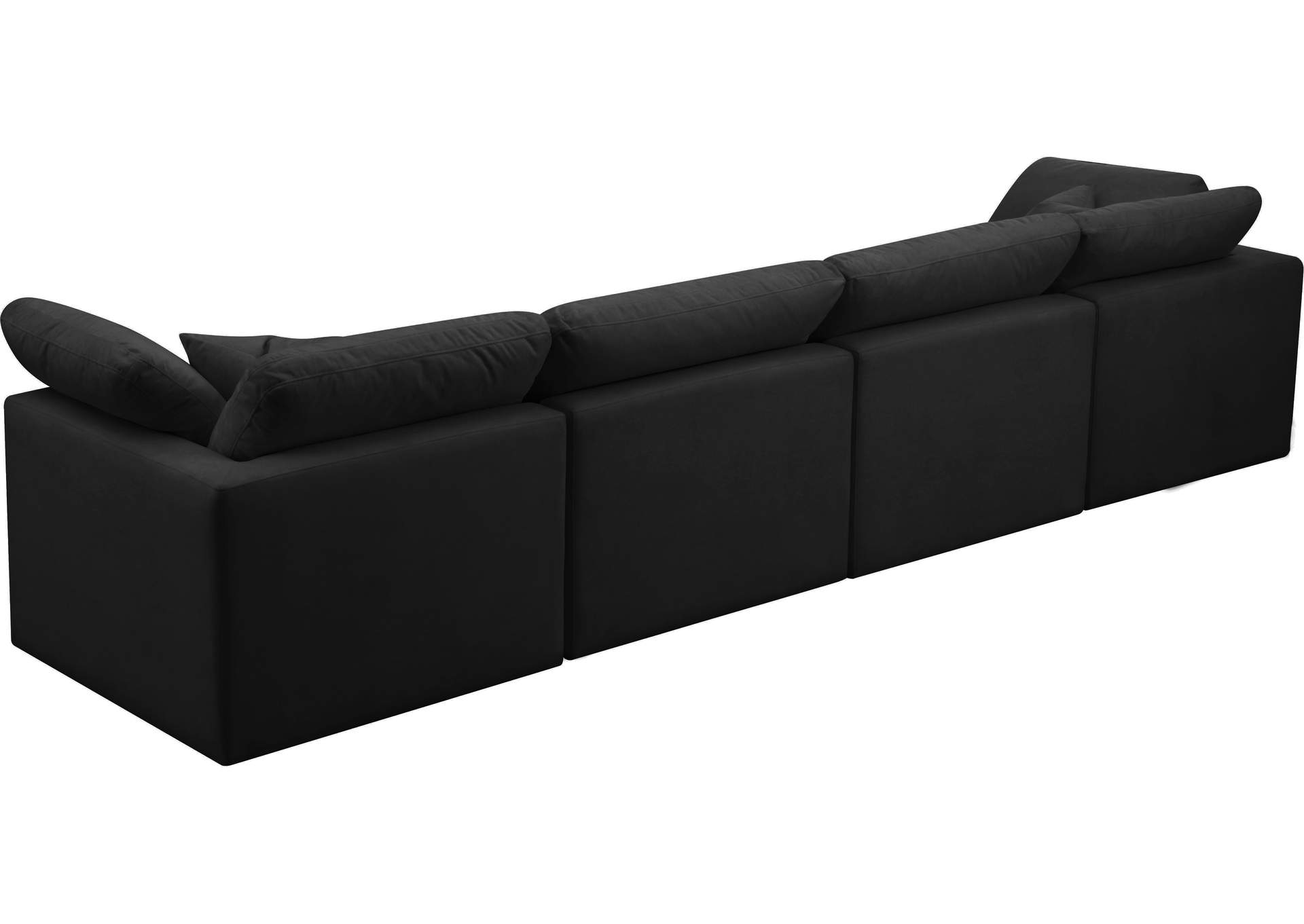 Plush Black Velvet Standard Comfort Modular Sofa,Meridian Furniture