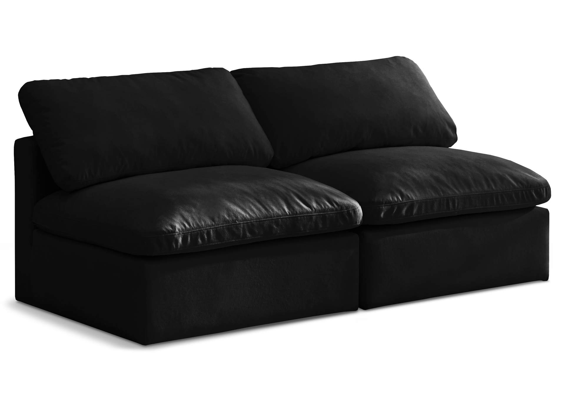 Plush Black Velvet Standard Comfort Modular Sofa,Meridian Furniture