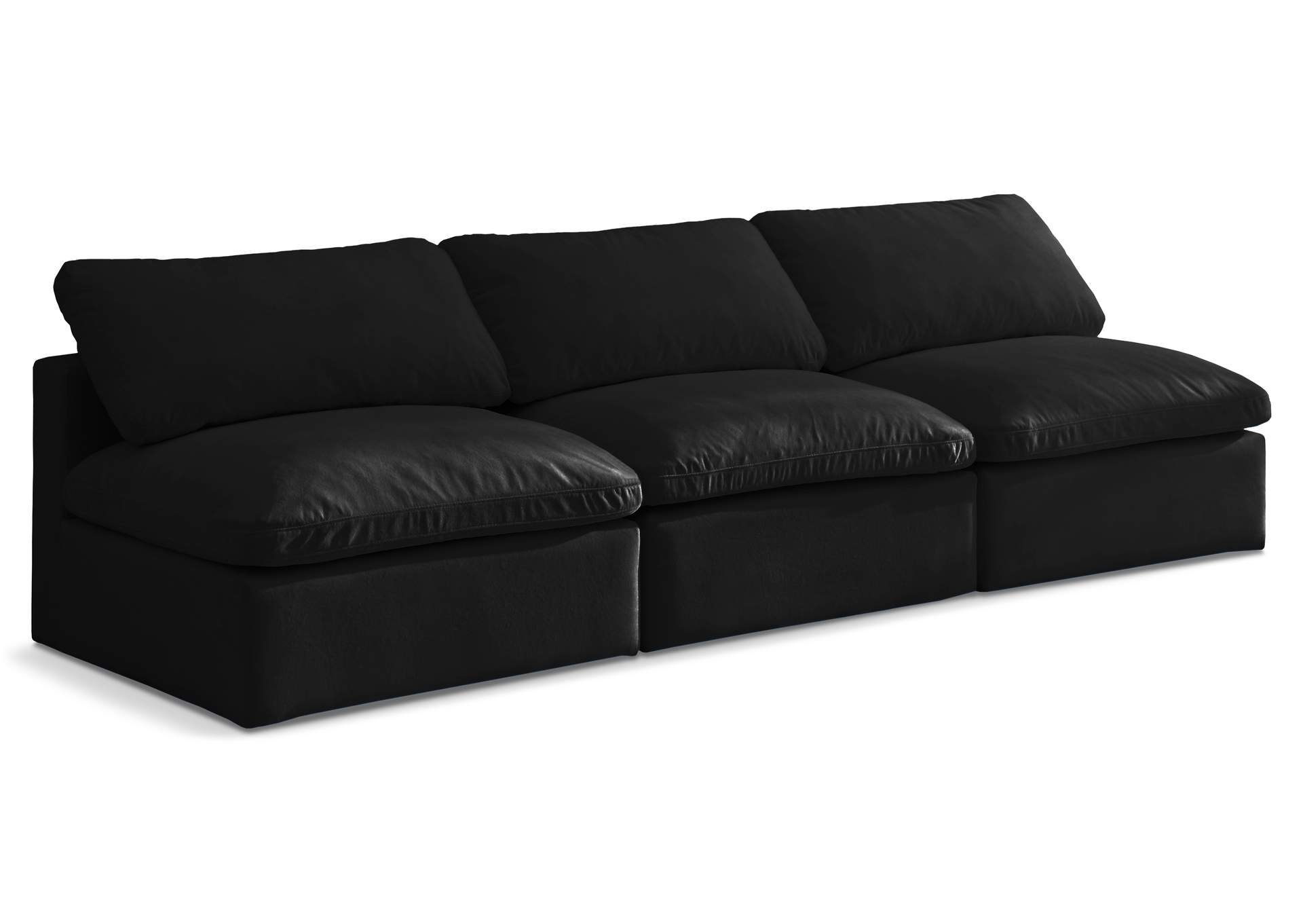 Plush Black Velvet Standard Comfort Modular Sofa,Meridian Furniture