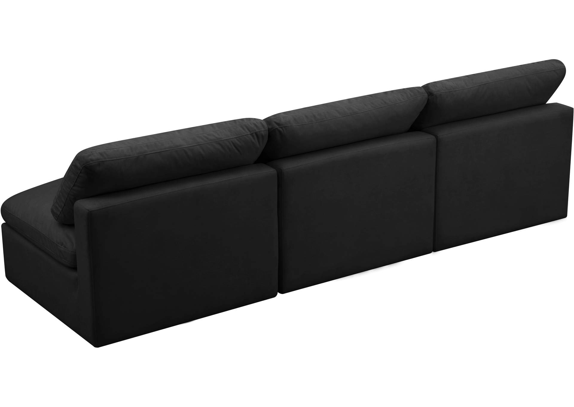 Plush Black Velvet Standard Comfort Modular Sofa,Meridian Furniture