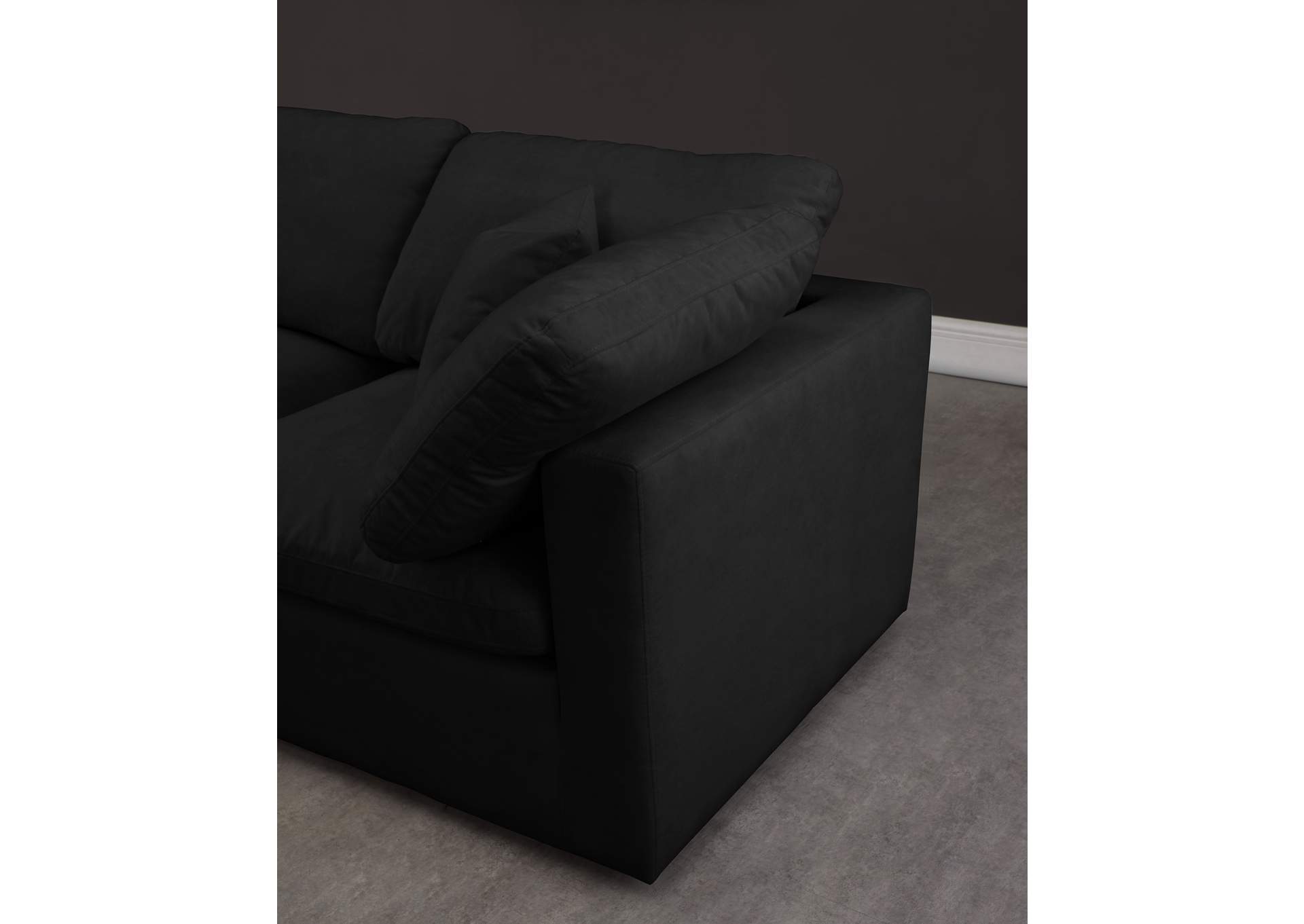 Plush Black Velvet Standard Comfort Modular Sofa,Meridian Furniture