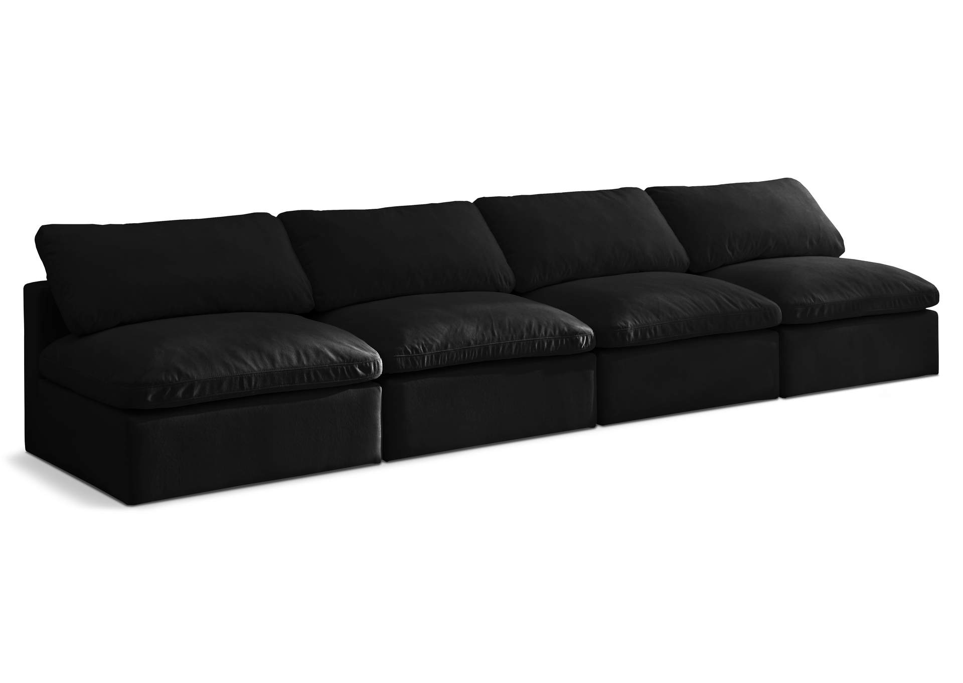 Plush Black Velvet Standard Comfort Modular Sofa,Meridian Furniture