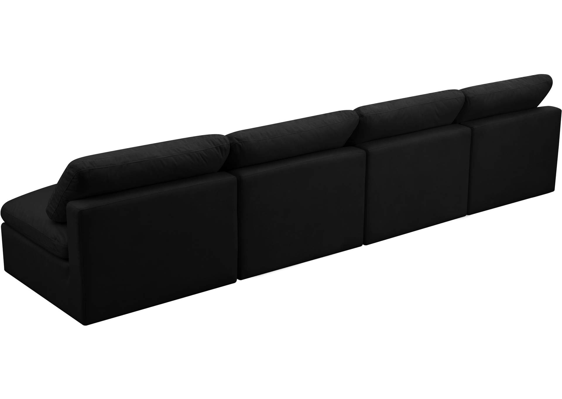 Plush Black Velvet Standard Comfort Modular Sofa,Meridian Furniture