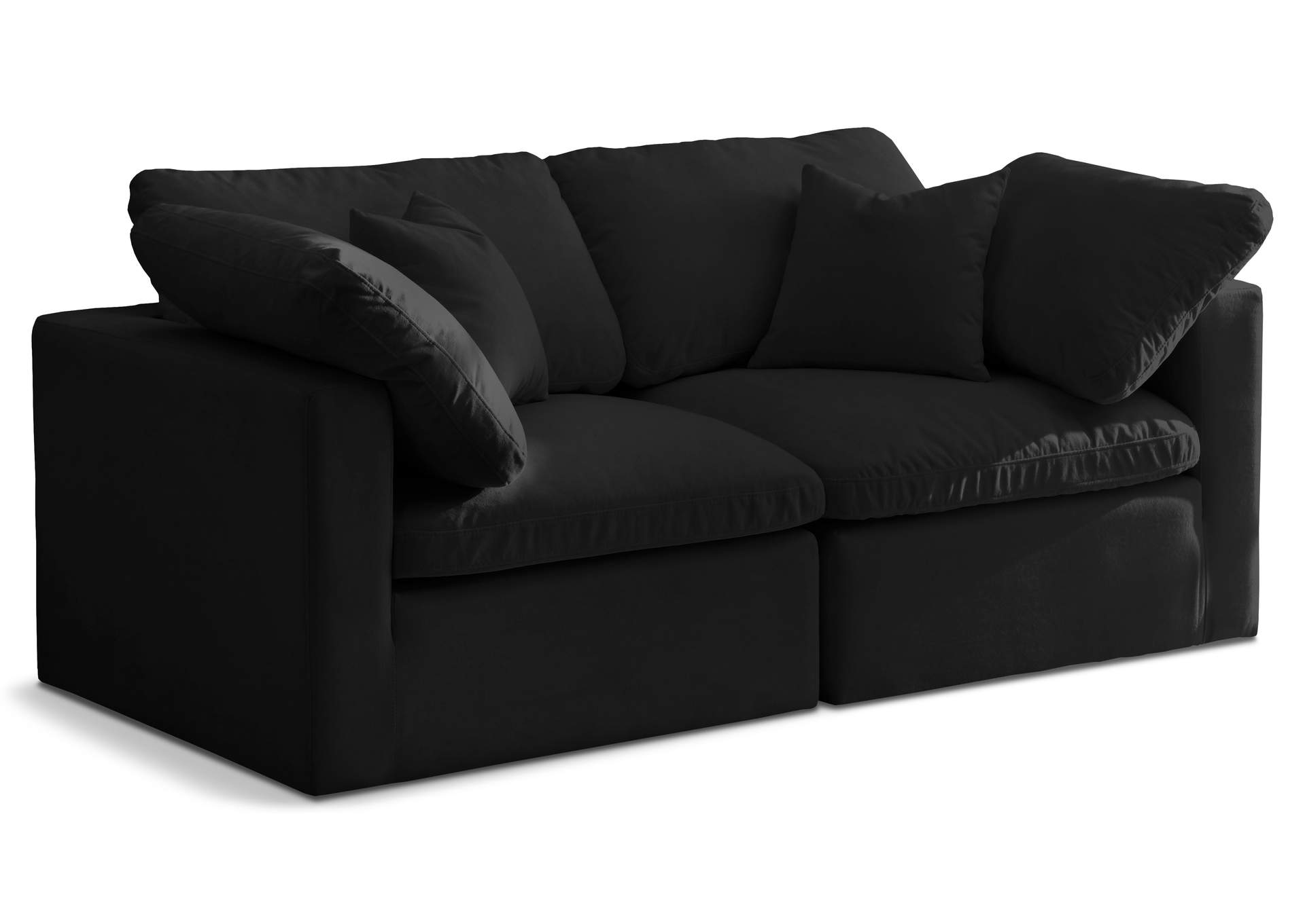 Plush Black Velvet Standard Comfort Modular Sofa,Meridian Furniture