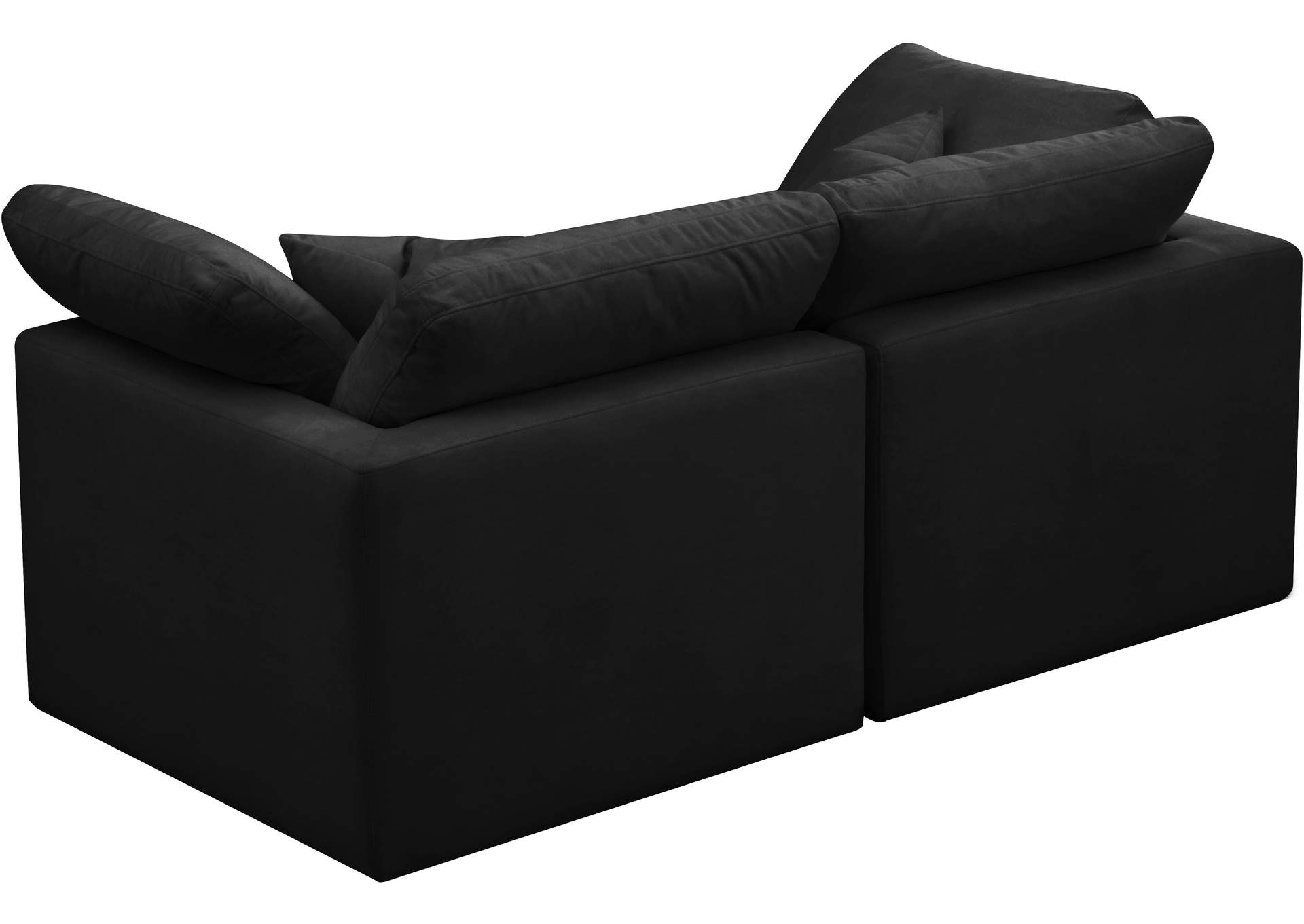 Plush Black Velvet Standard Comfort Modular Sofa,Meridian Furniture