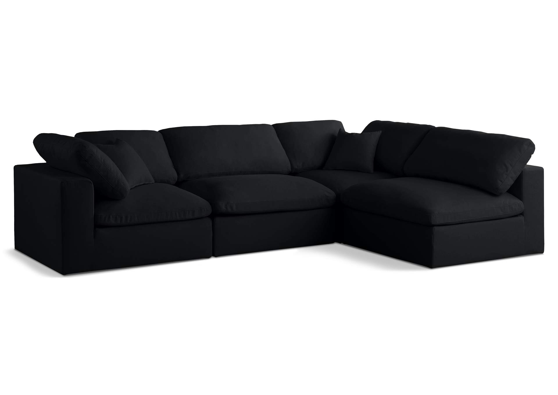 Plush Black Velvet Standard Comfort Modular Sectional,Meridian Furniture