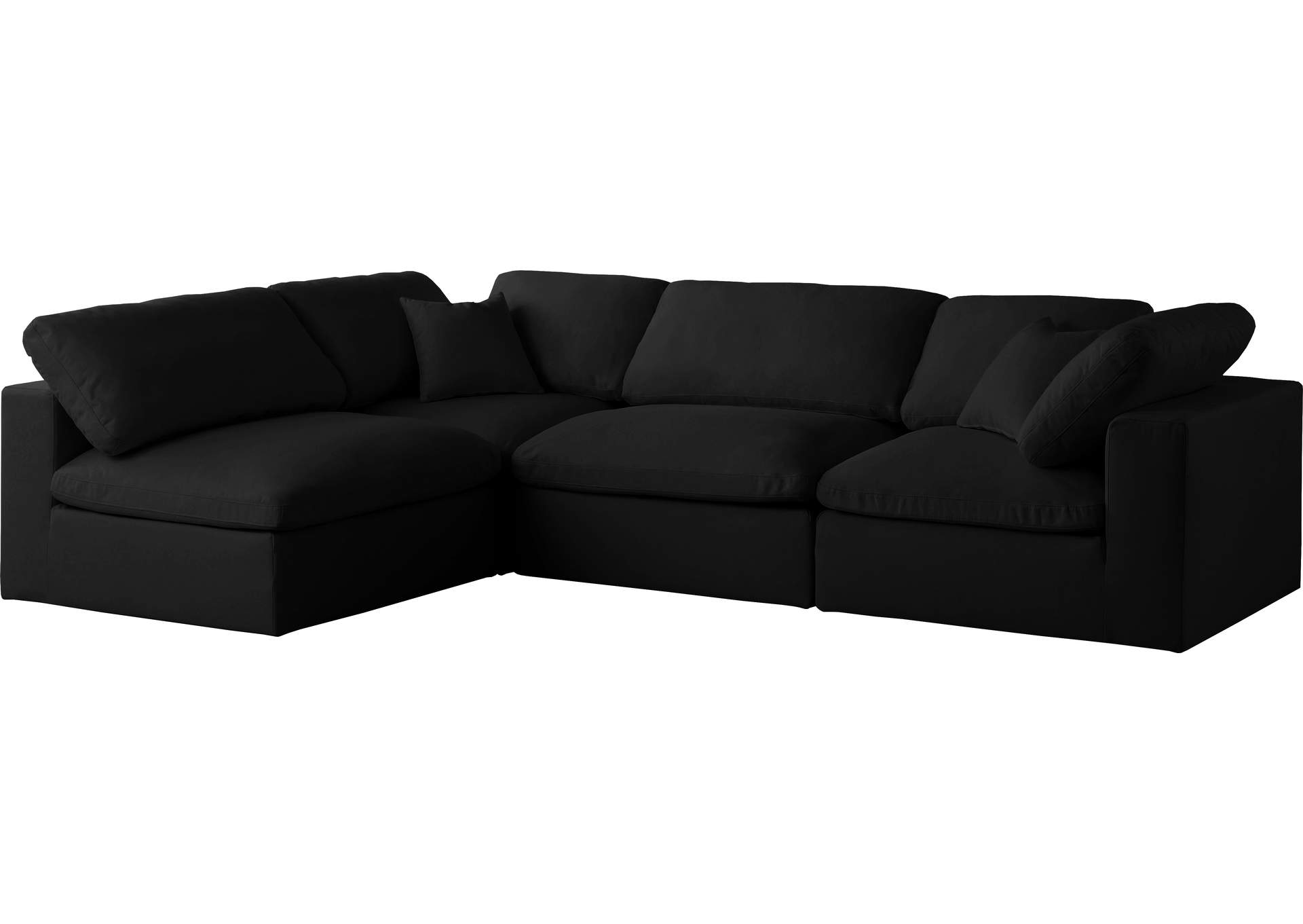 Plush Black Velvet Standard Comfort Modular Sectional,Meridian Furniture