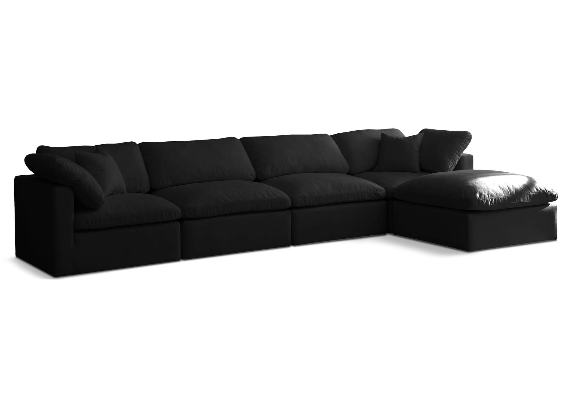 Plush Black Velvet Standard Comfort Modular Sectional,Meridian Furniture