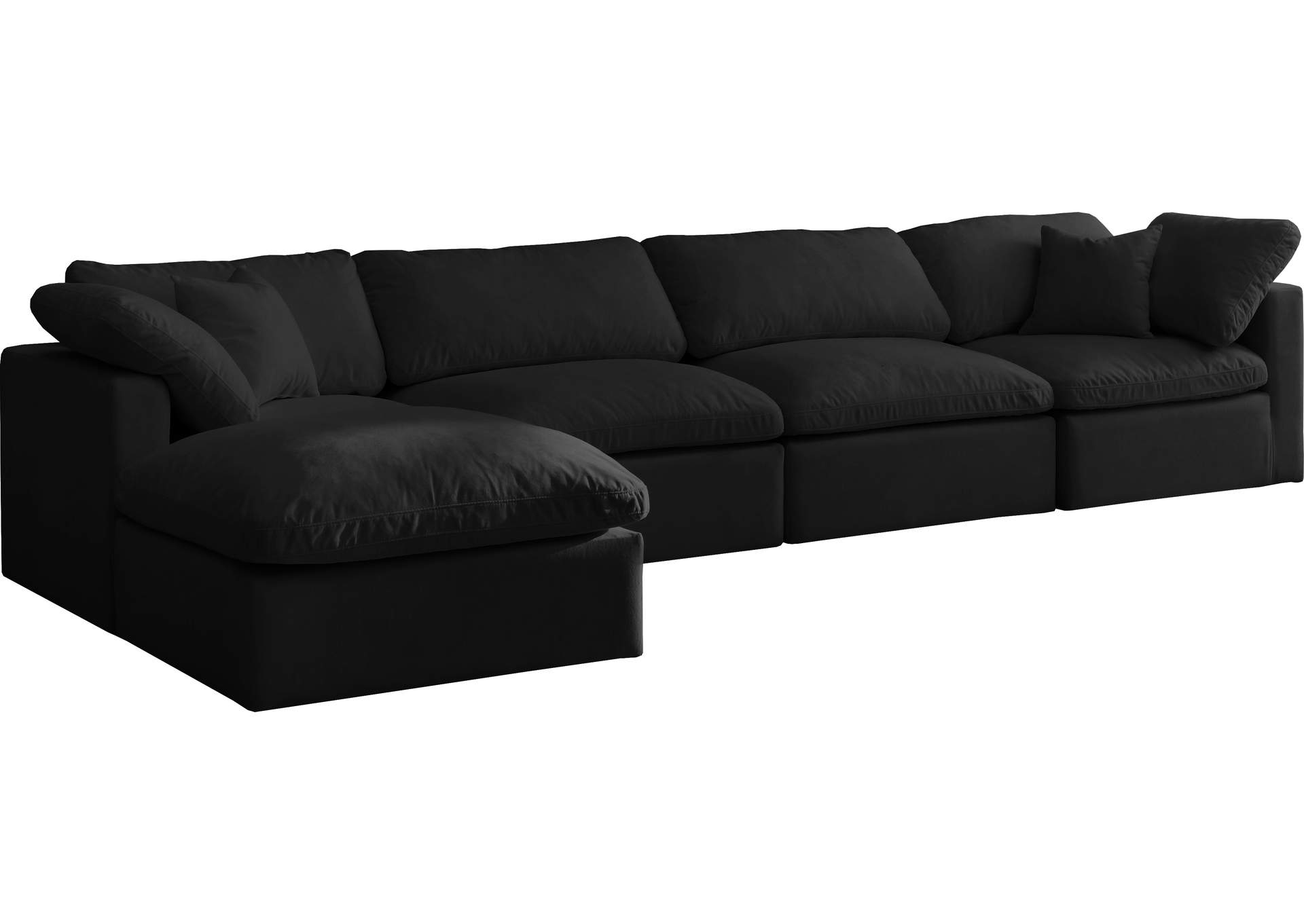 Plush Black Velvet Standard Comfort Modular Sectional,Meridian Furniture