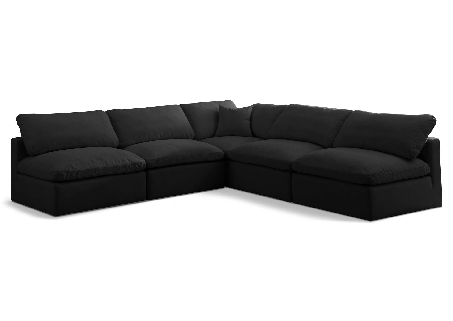 Plush Black Velvet Standard Comfort Modular Sectional,Meridian Furniture