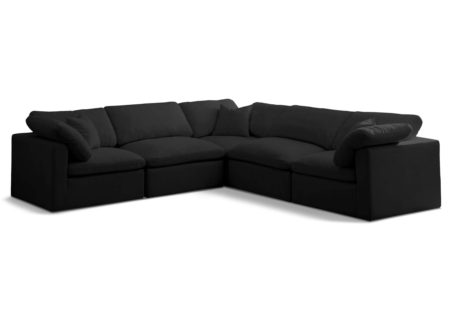 Plush Black Velvet Standard Comfort Modular Sectional,Meridian Furniture