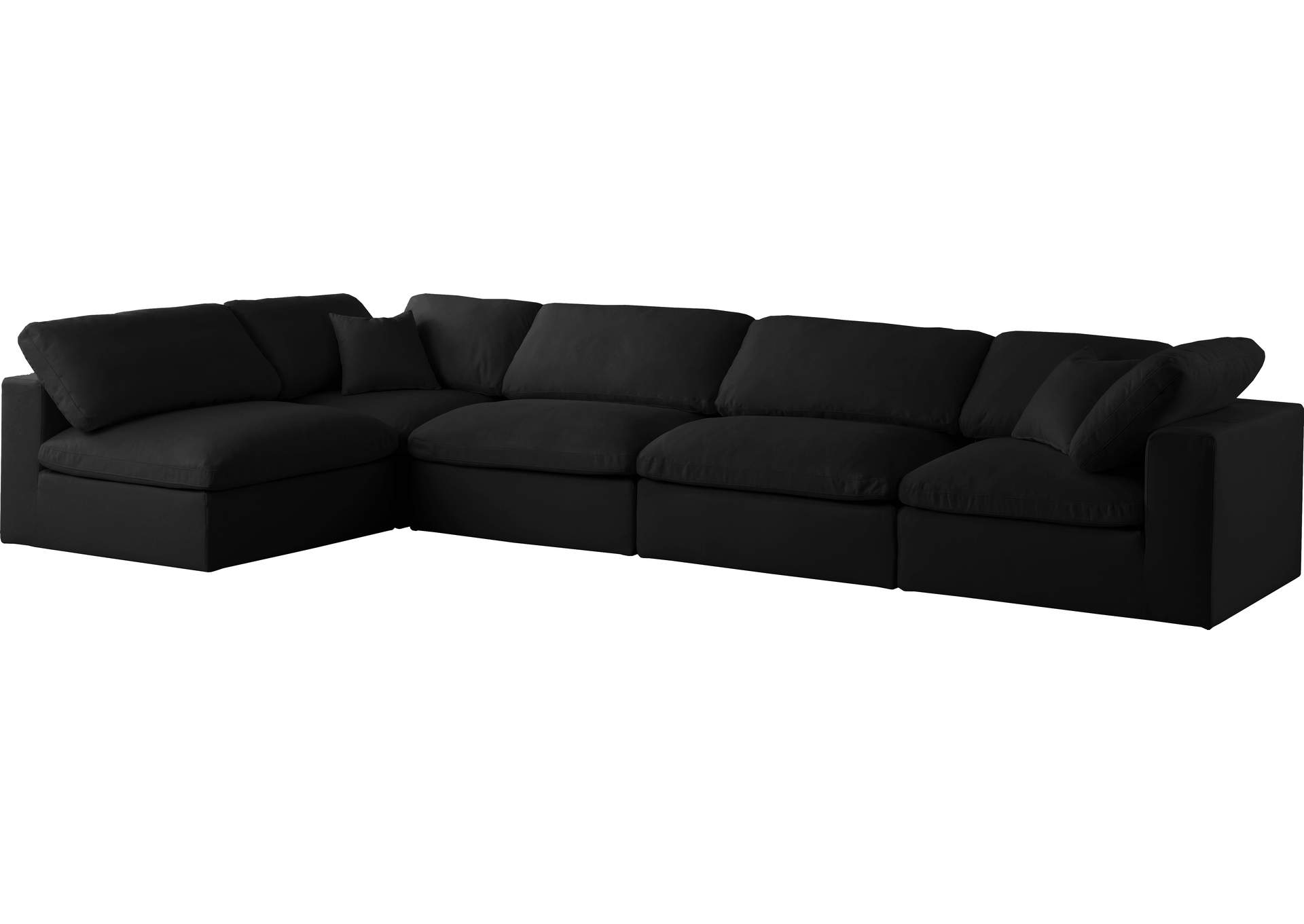 Plush Black Velvet Standard Comfort Modular Sectional,Meridian Furniture