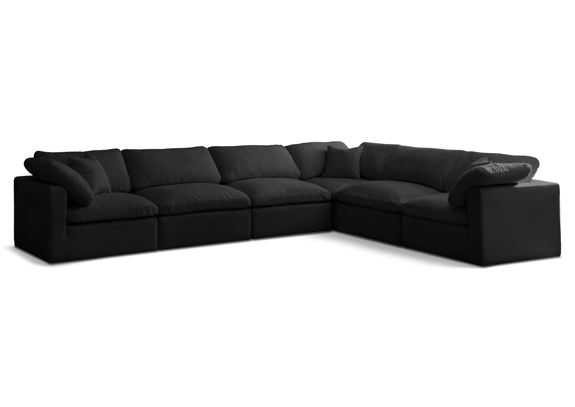 Plush Black Velvet Standard Comfort Modular Sectional,Meridian Furniture