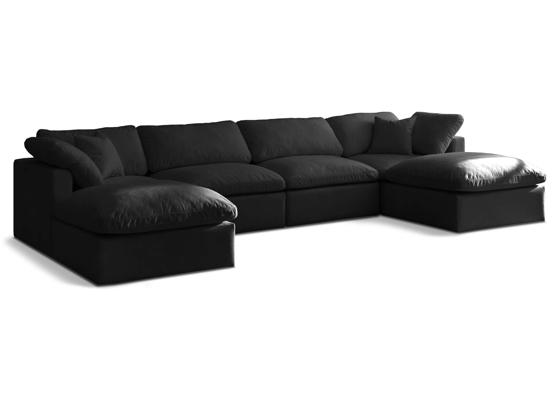 Plush Black Velvet Standard Comfort Modular Sectional,Meridian Furniture