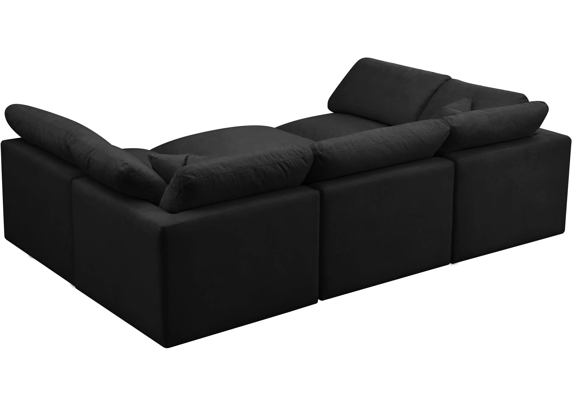 Plush Black Velvet Standard Comfort Modular Sectional,Meridian Furniture