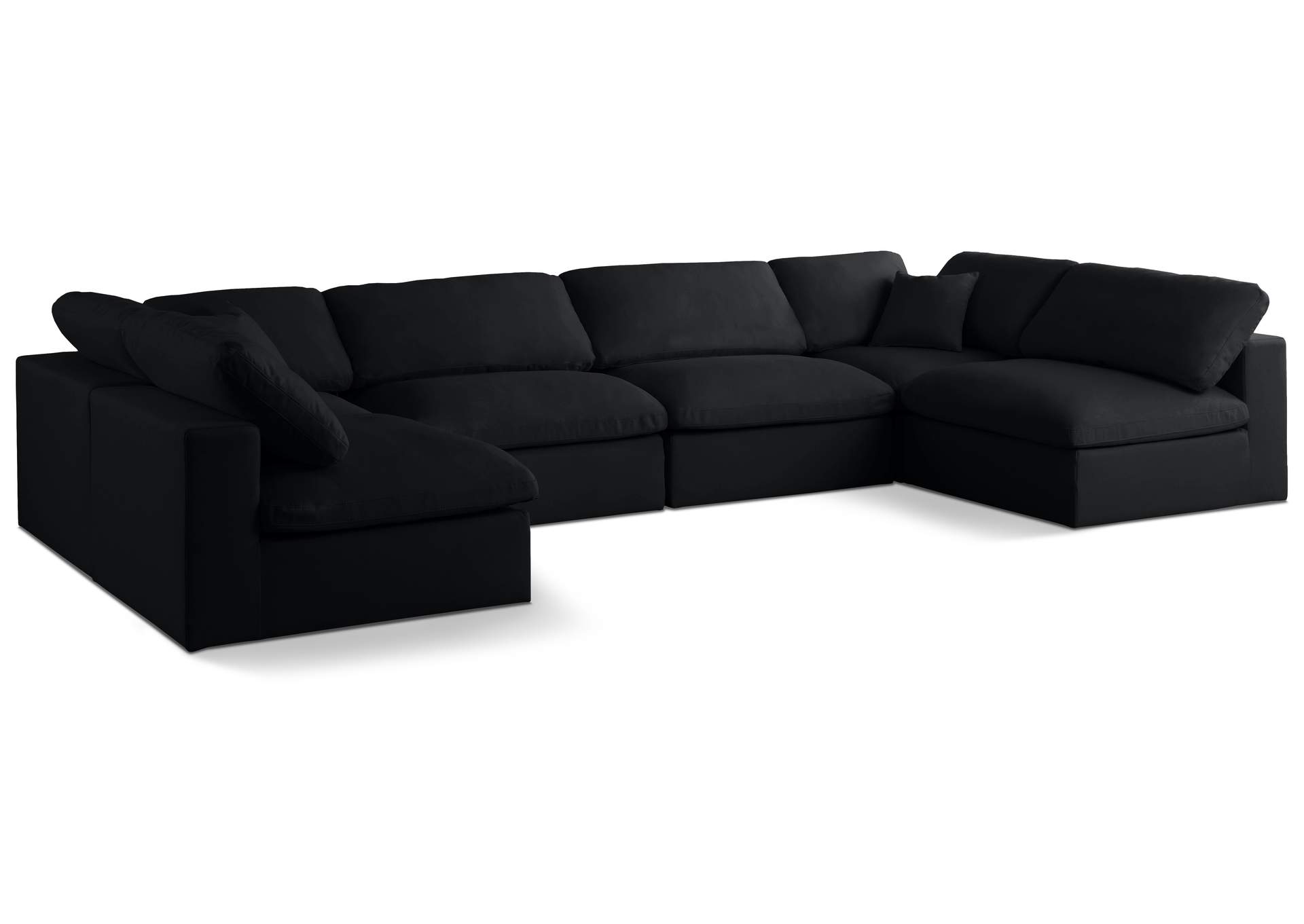 Plush Black Velvet Standard Comfort Modular Sectional,Meridian Furniture