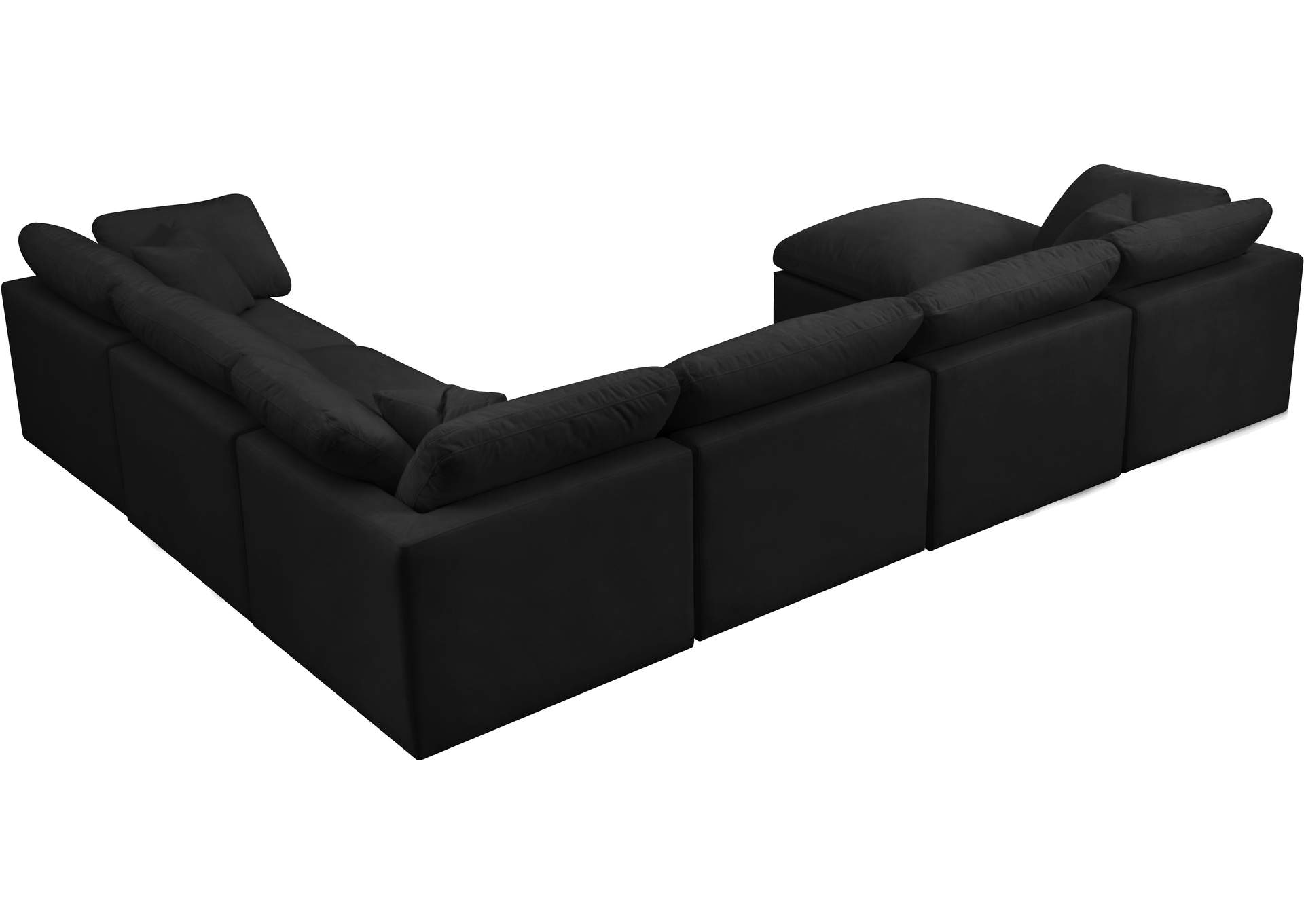 Plush Black Velvet Standard Comfort Modular Sectional,Meridian Furniture