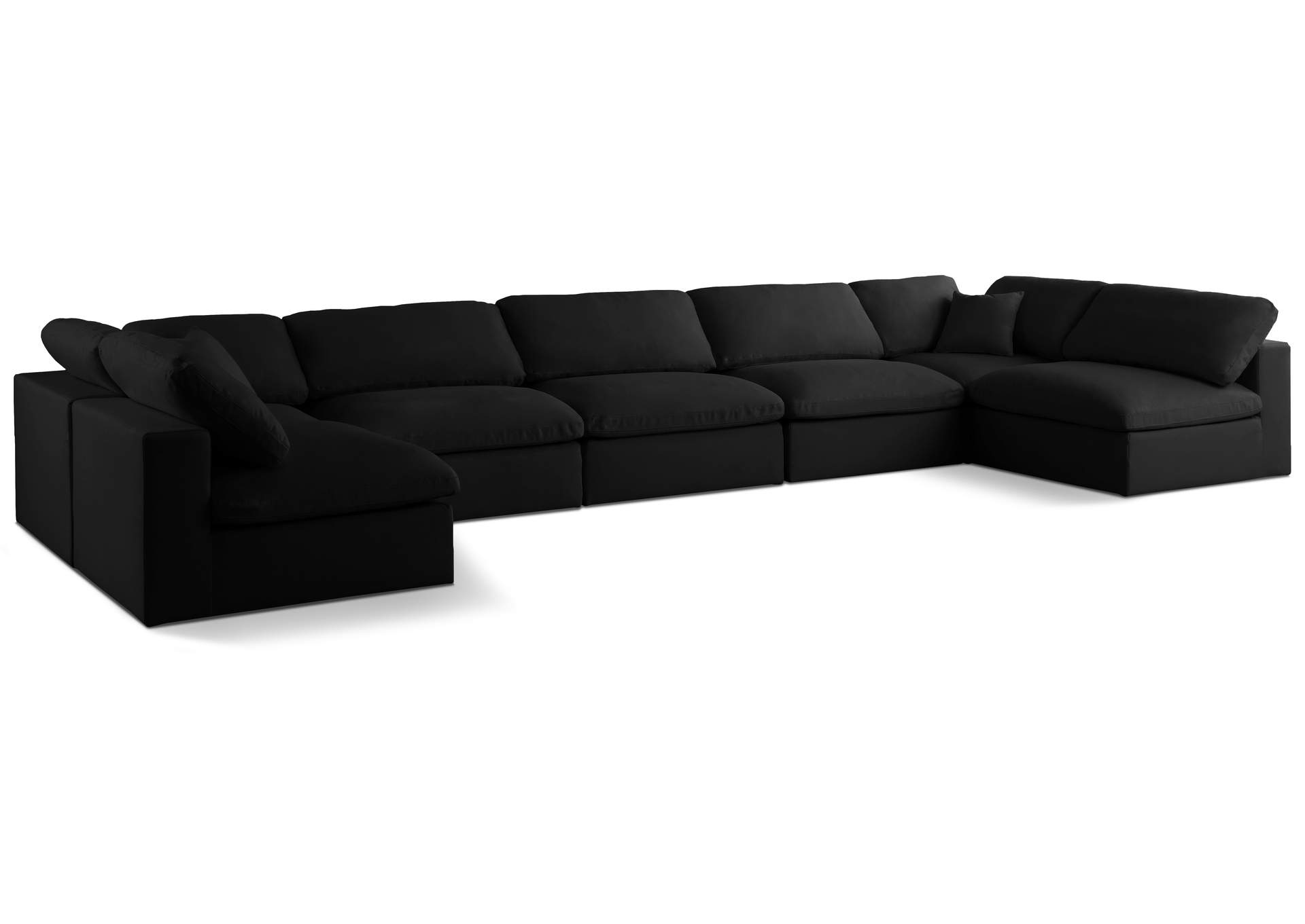 Plush Black Velvet Standard Comfort Modular Sectional,Meridian Furniture