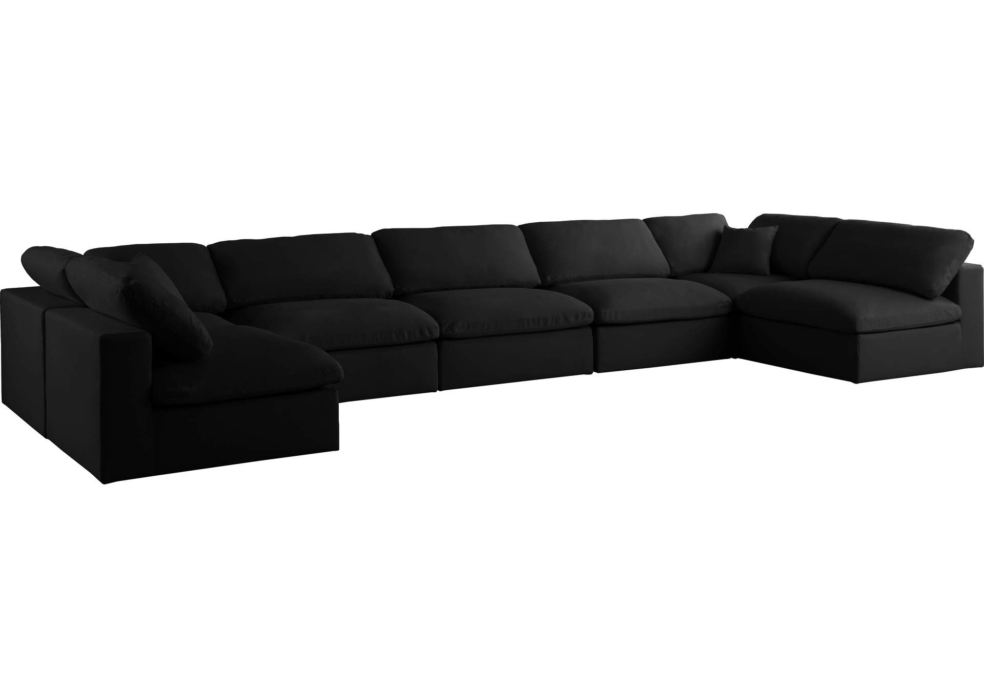 Plush Black Velvet Standard Comfort Modular Sectional,Meridian Furniture