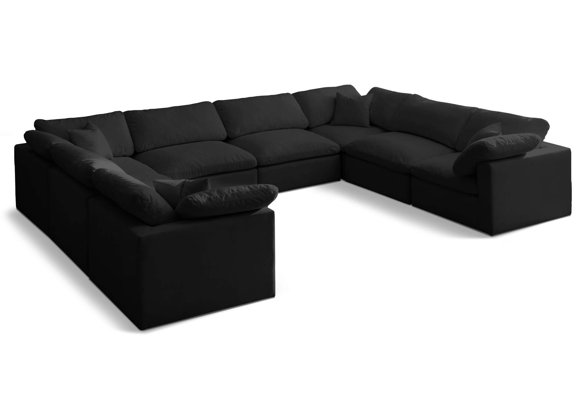 Plush Black Velvet Standard Comfort Modular Sectional,Meridian Furniture